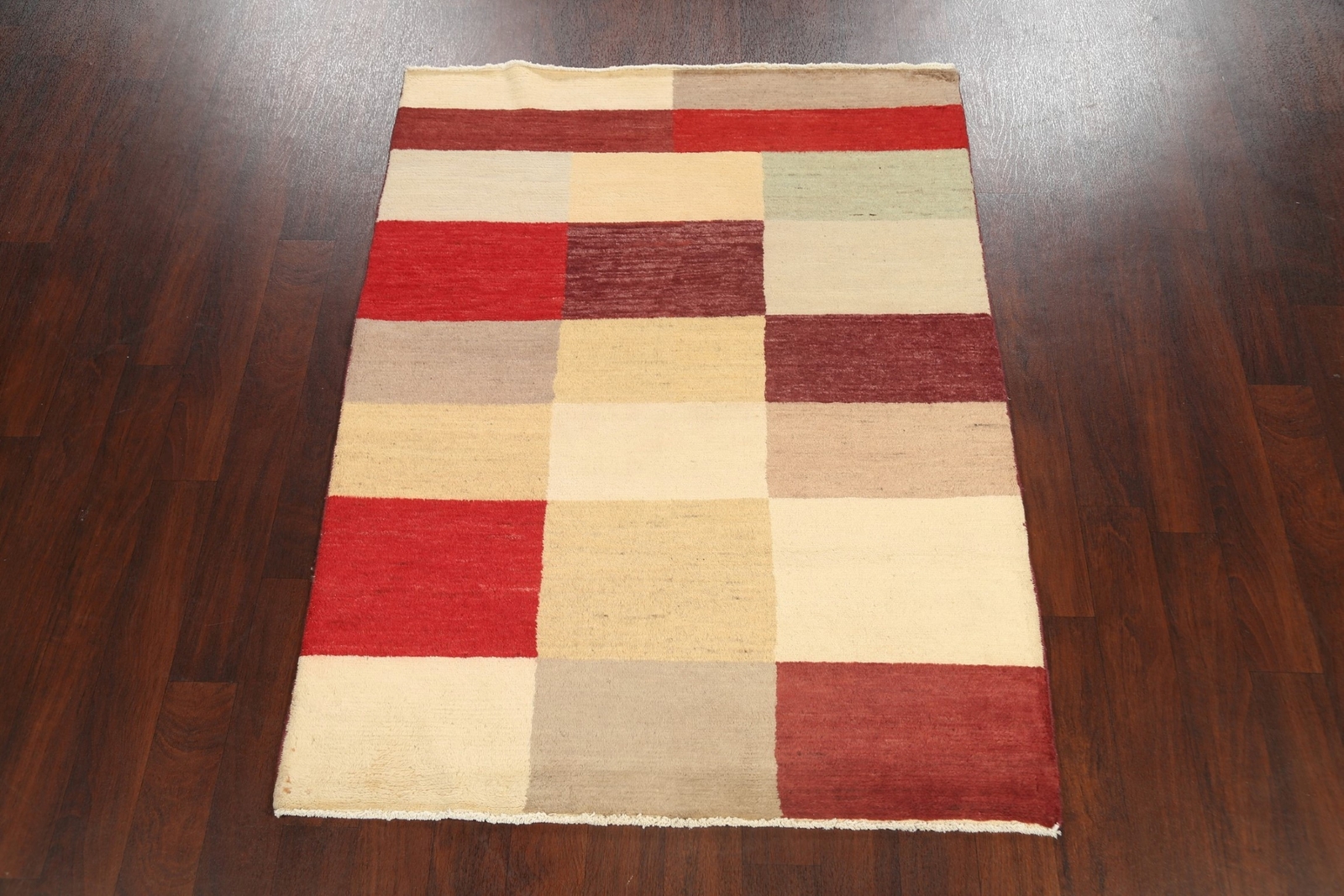 Modern Gabbeh Kashkoli Oriental Area Rug Hand-knotted Checkered Foyer Carpet 4×6