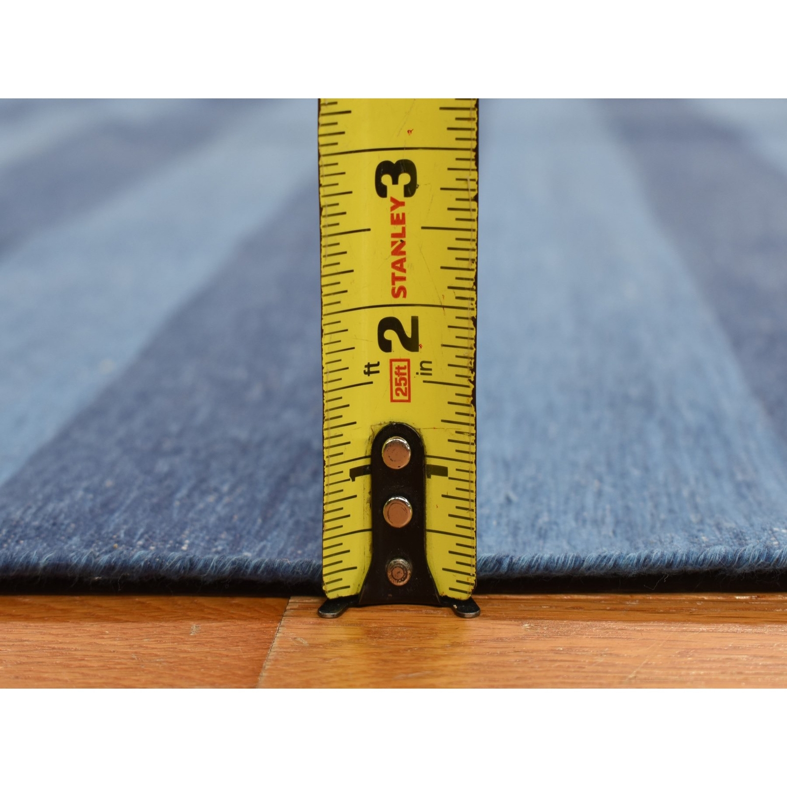 6’x9’3″ Blue Pure Cotton Durie Kilim Flat Weave Hand Woven Reversible Rug R78160