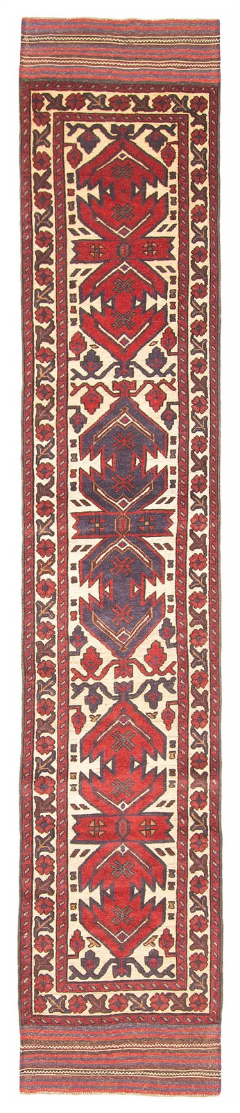 Vintage Hand-knotted Runner Rug 2’5″ x 12’3″ Traditional Oriental Wool Carpet