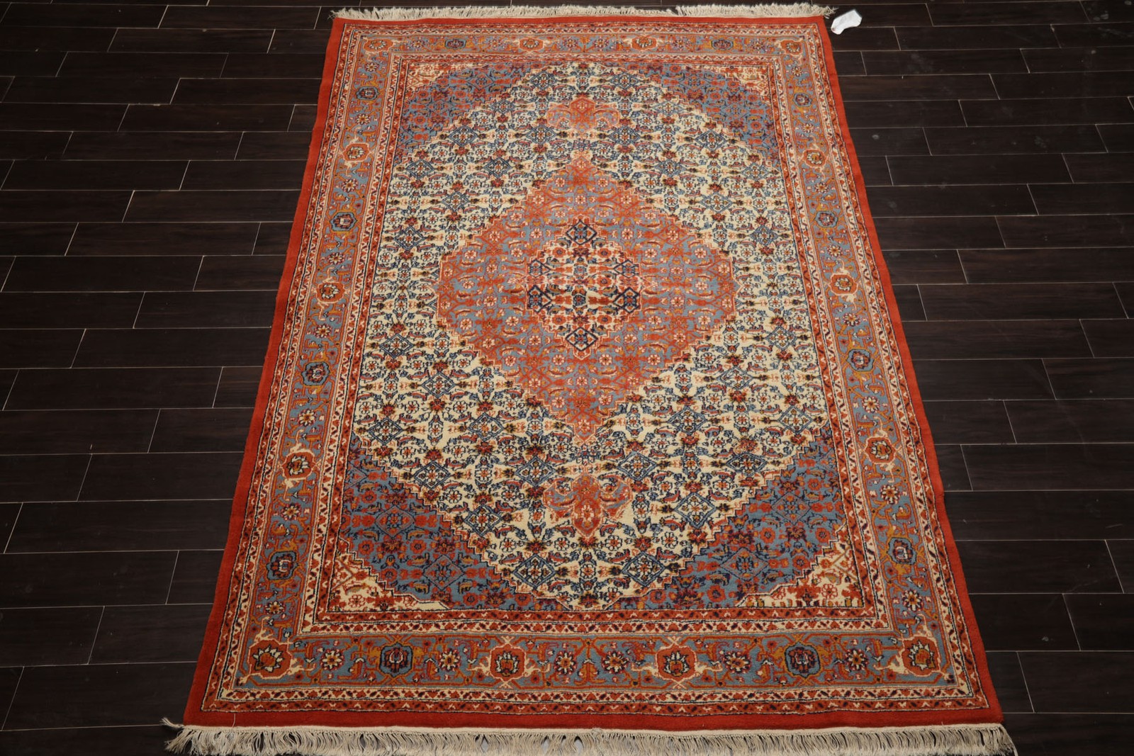 6×9 Hand Knotted New Zealand Wool Ivory Seraapi Geometric Plush Pile Rug