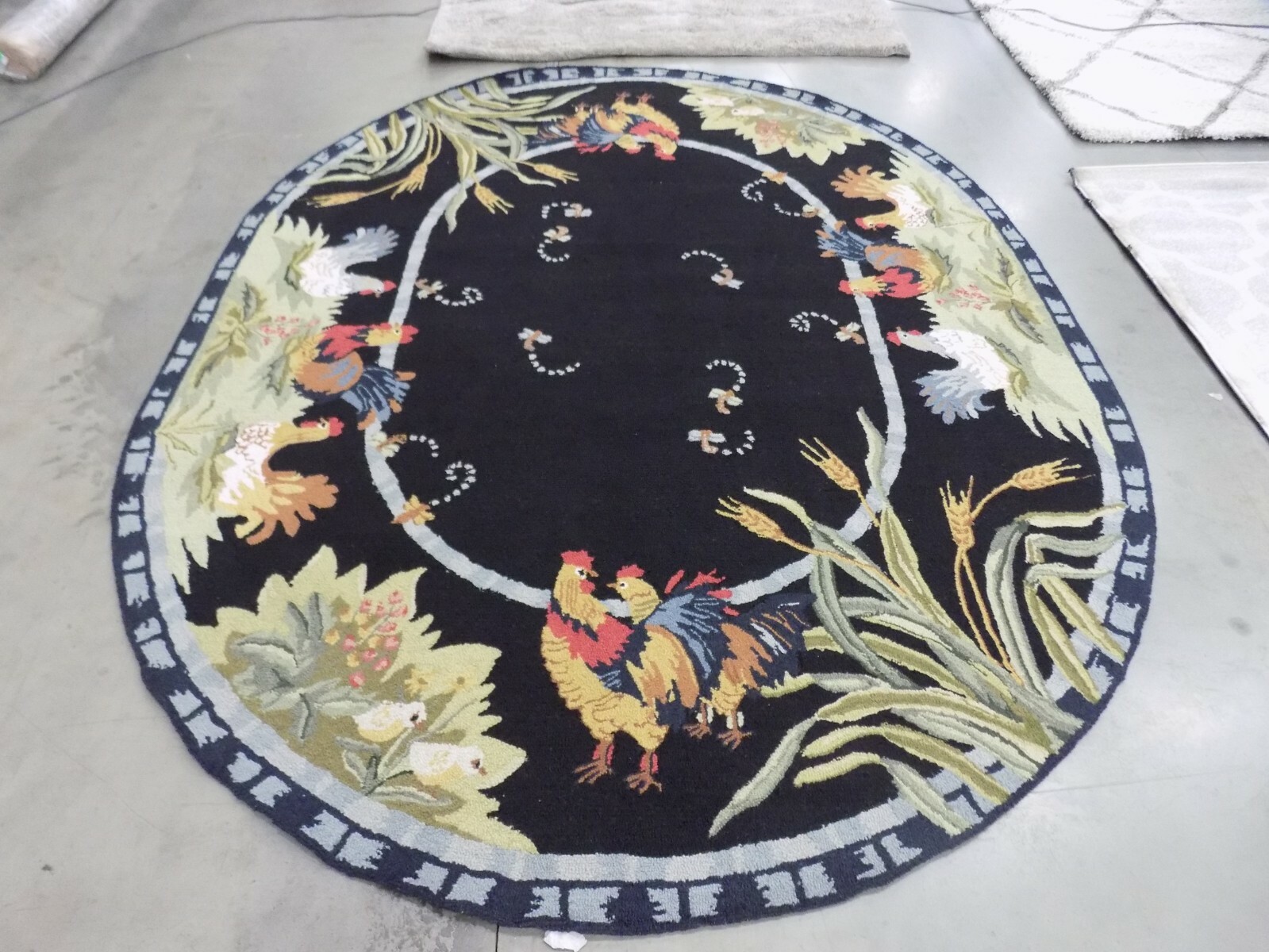 BLACK 7′-6″ X 9′-6″ Oval Loose Threads Rug, Reduced Price 1172578864 HK56B-8OV