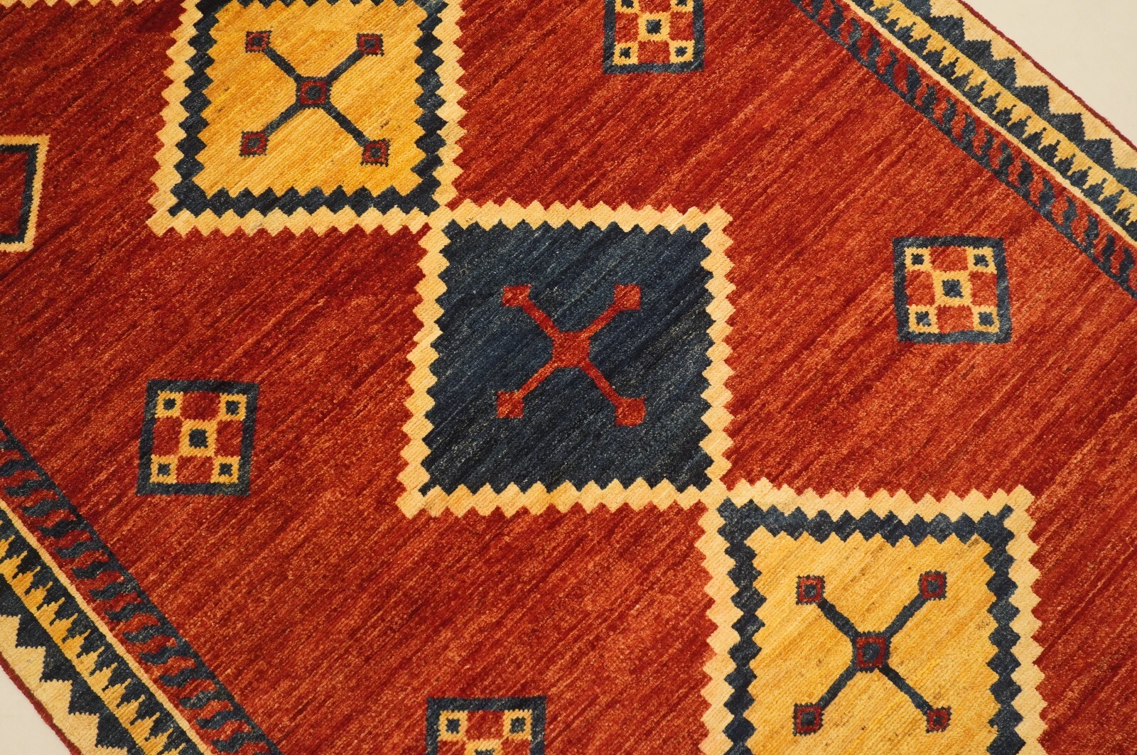 5 x 10 ft Red Tribal Gabbeh Afghan Hand-Knotted Rug