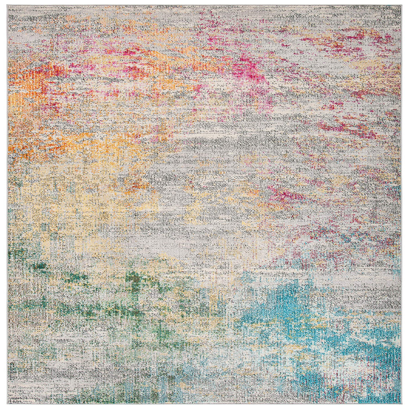Accent Rug – 22 X 4 Grey Gold Modern Boho Abstract Madison Collection