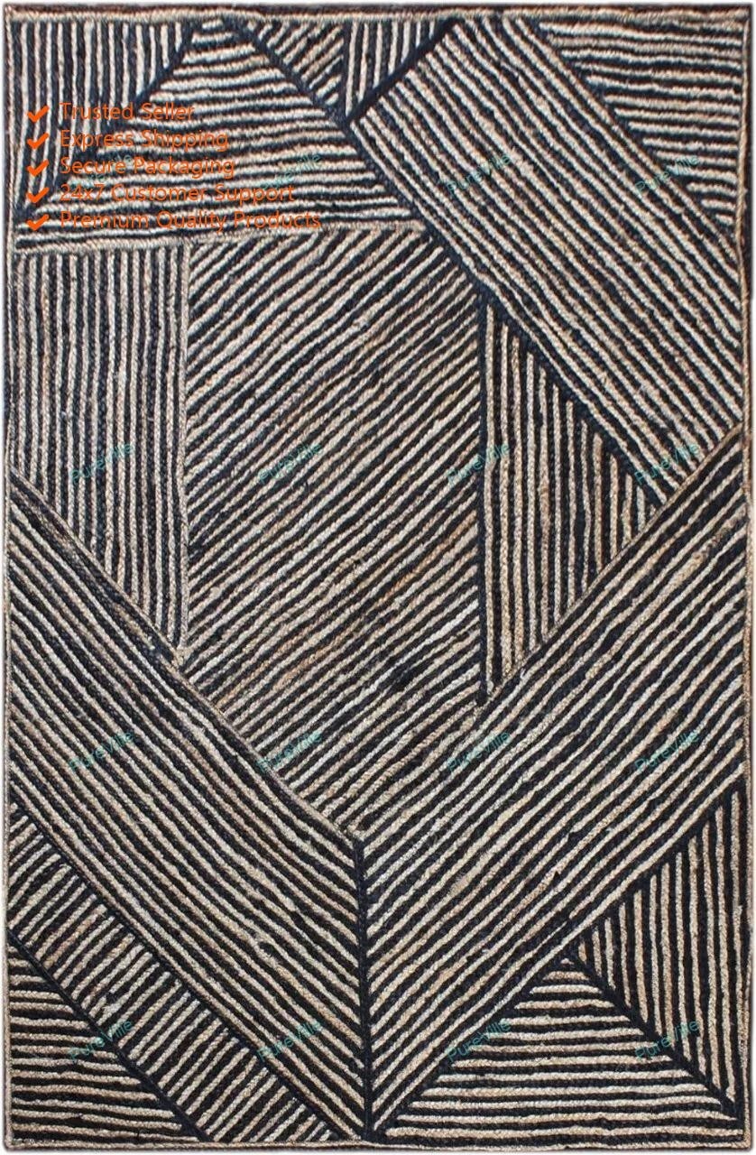 Indian Handmade Area Jute Rugs Hand Woven Hippie Carpet 4 x 7 Feet