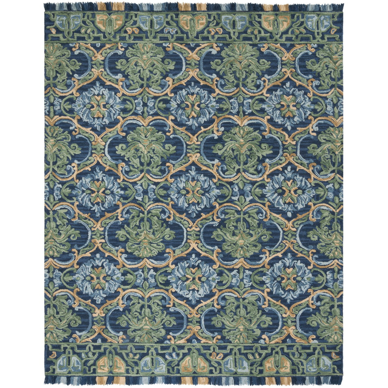 SAFAVIEH Blossom BLM422A Handmade Navy / Green Rug