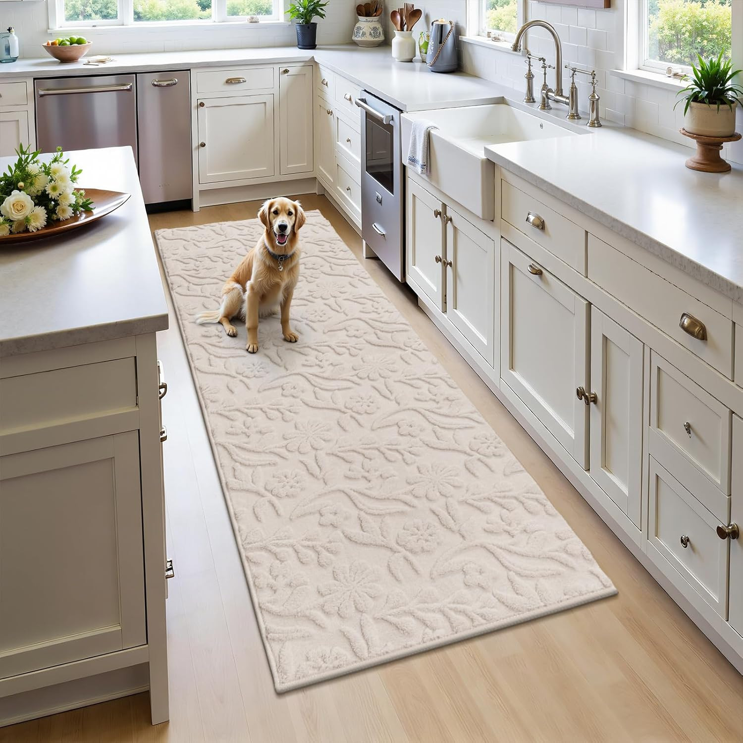 8X10 Area Rug for Living Room, Soft Fluffy Washable Modern Floral Indoor Floor M