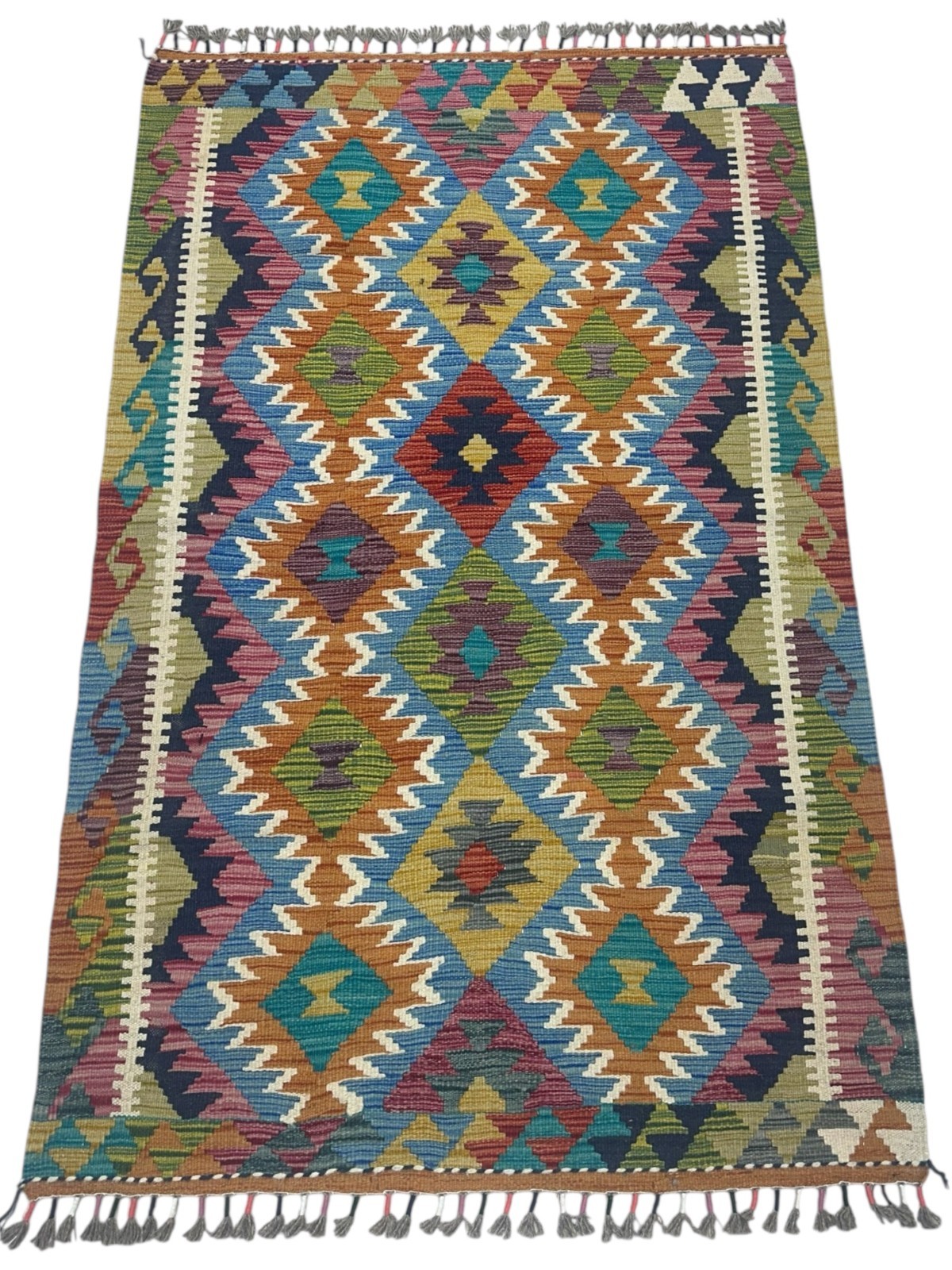 Hand-Woven Afghani Kilim Wool Rug 3’4″ x 5’3″