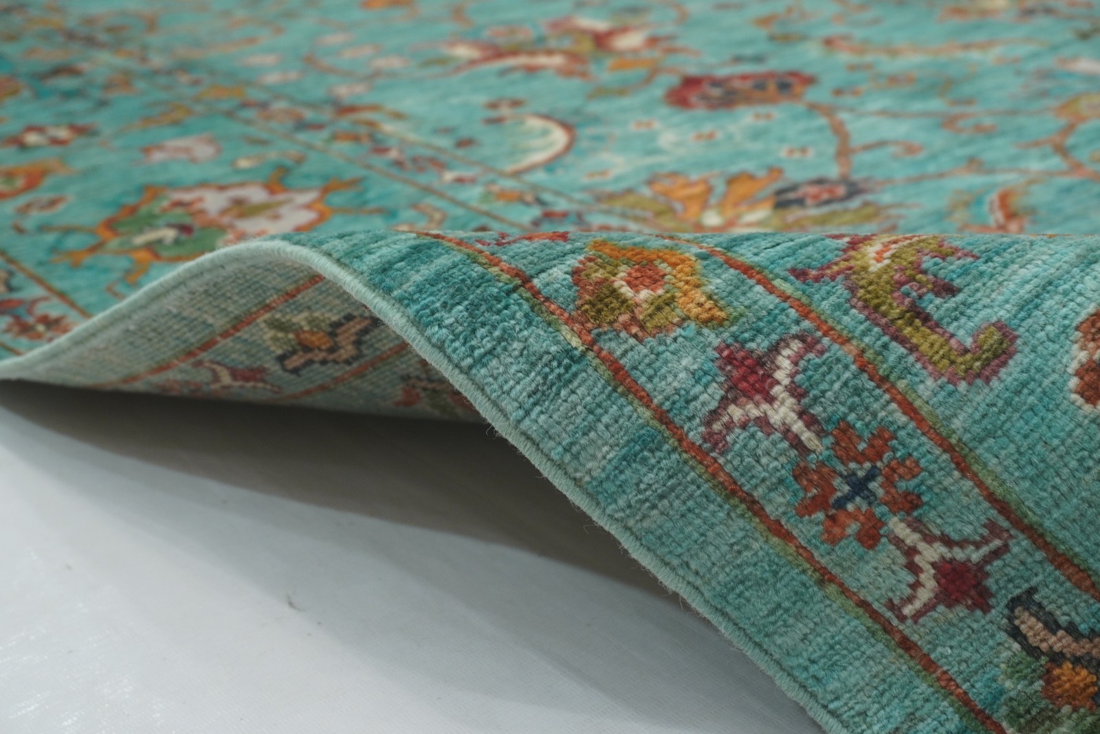 6×8 ft Turquoise Blue Afghan Hand Knotted Wool Oriental Rug