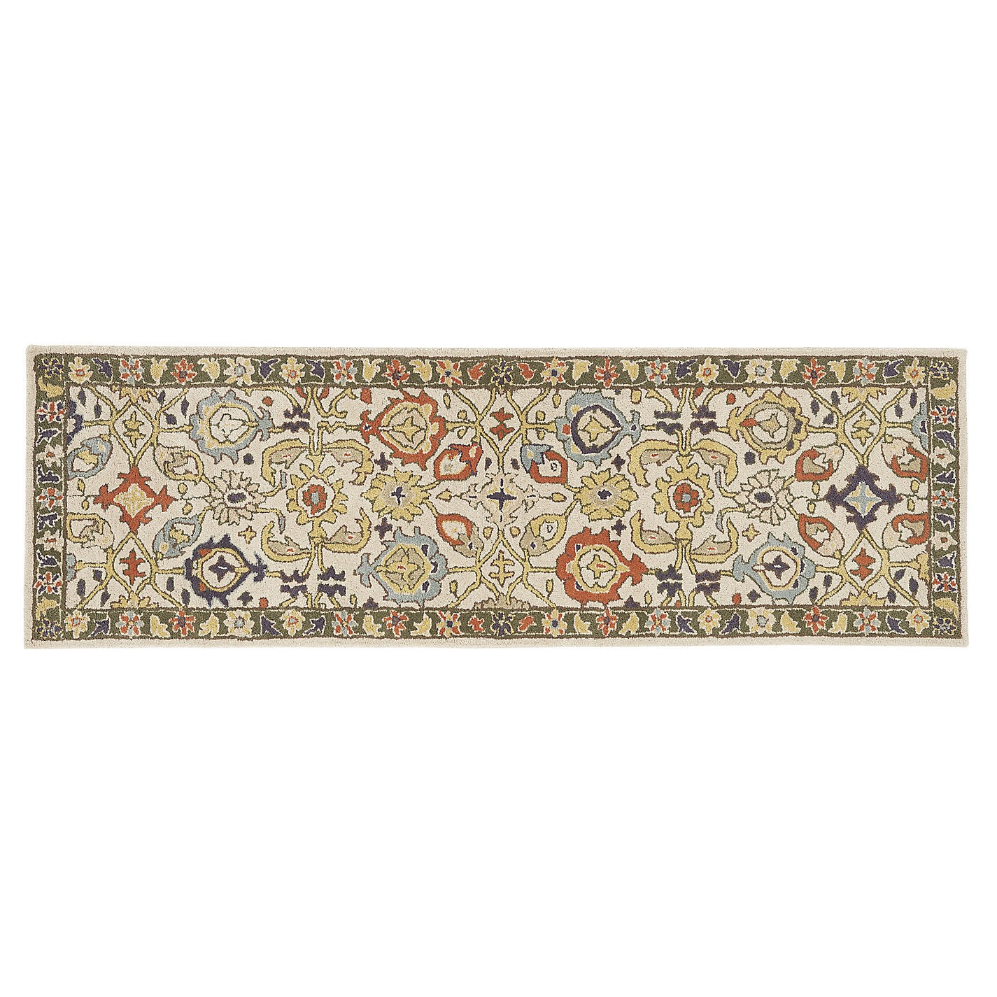 Carli Wool Tufted Area Rug, Floral Medallion Design in Cinnamon and Butterscotch