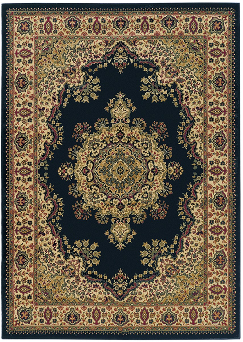 Radici USA Castello Traditional Medallion Black Polypropylene Area Rug 5’5″ x…