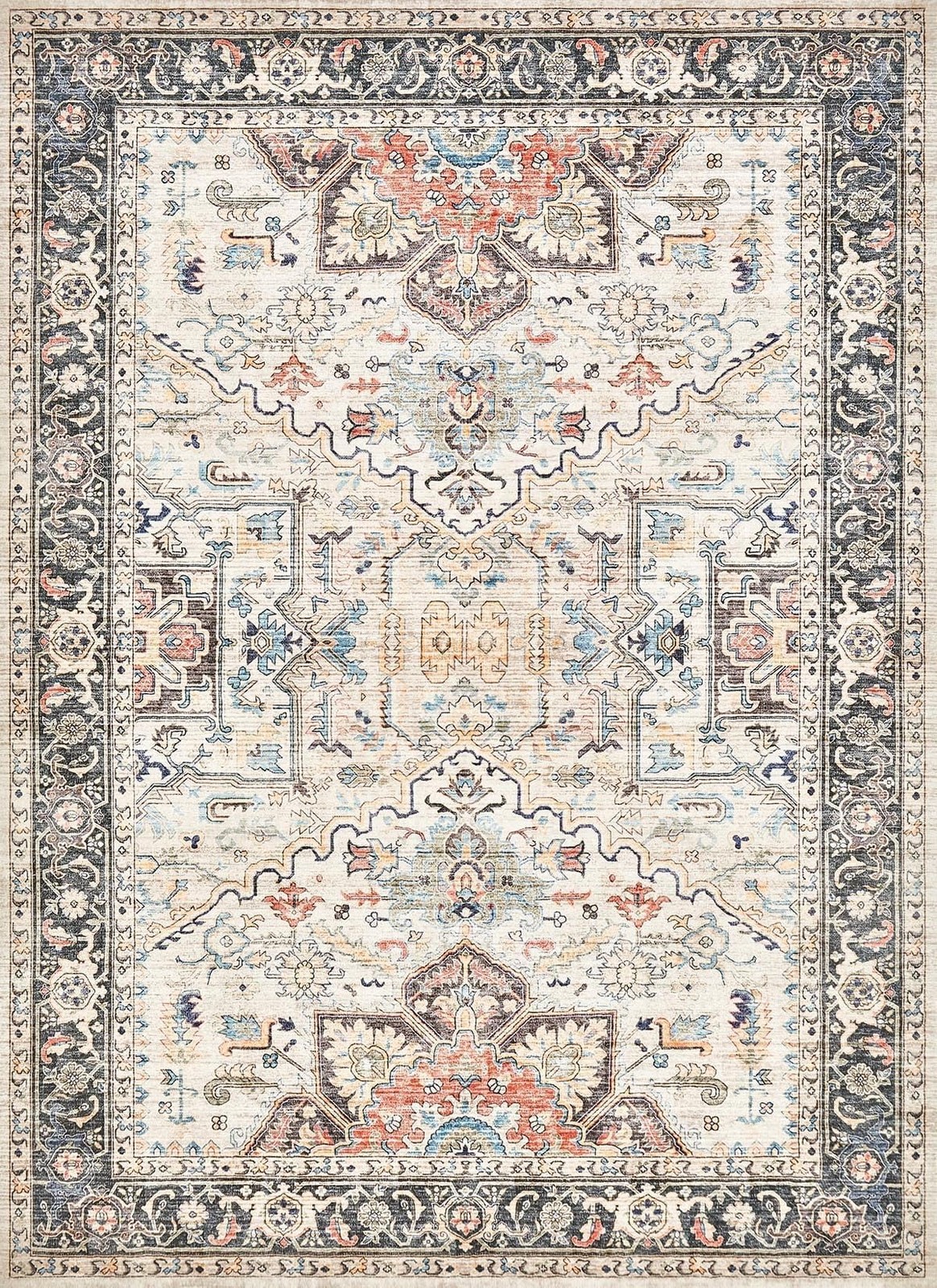 Vintage 6×9 Rugs for Living Room Washable Area Rug Multi Color