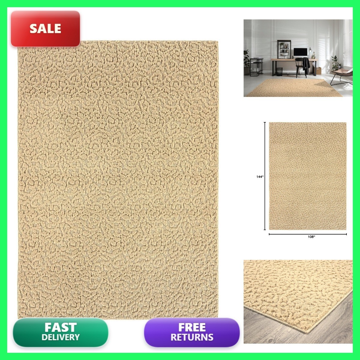 Rug Ivy Area 9 Floral Geometric Solid Washable 108 Pack