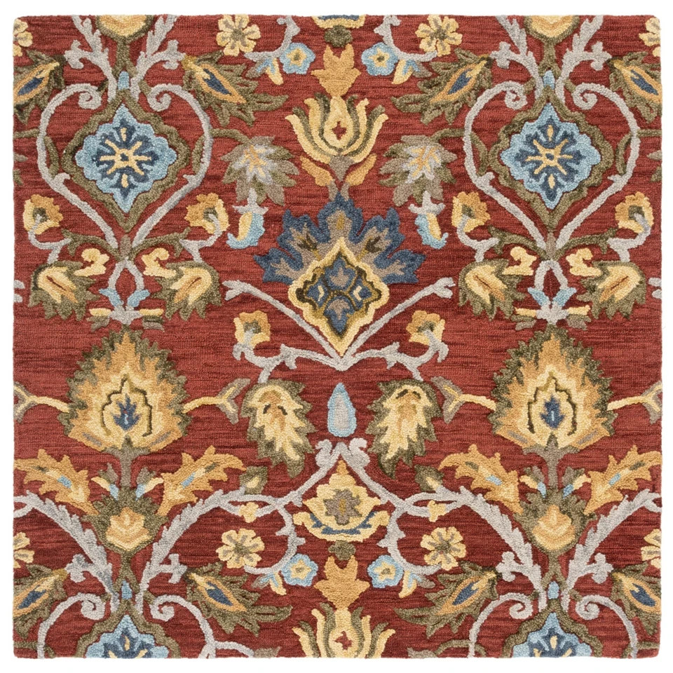 SAFAVIEH Blossom BLM402Q Handmade Red / Multi Rug Area Rug 8×10 6×9