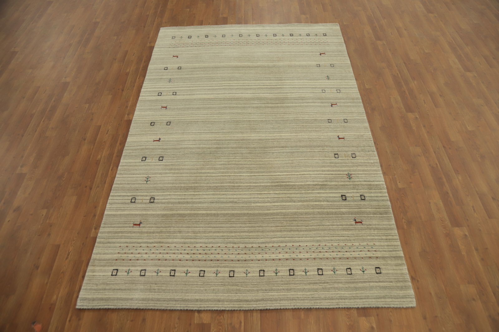 Earth-tone Color Artisan-crafted Gabbeh Rug Wool Handmade Carpet 6×9 ft