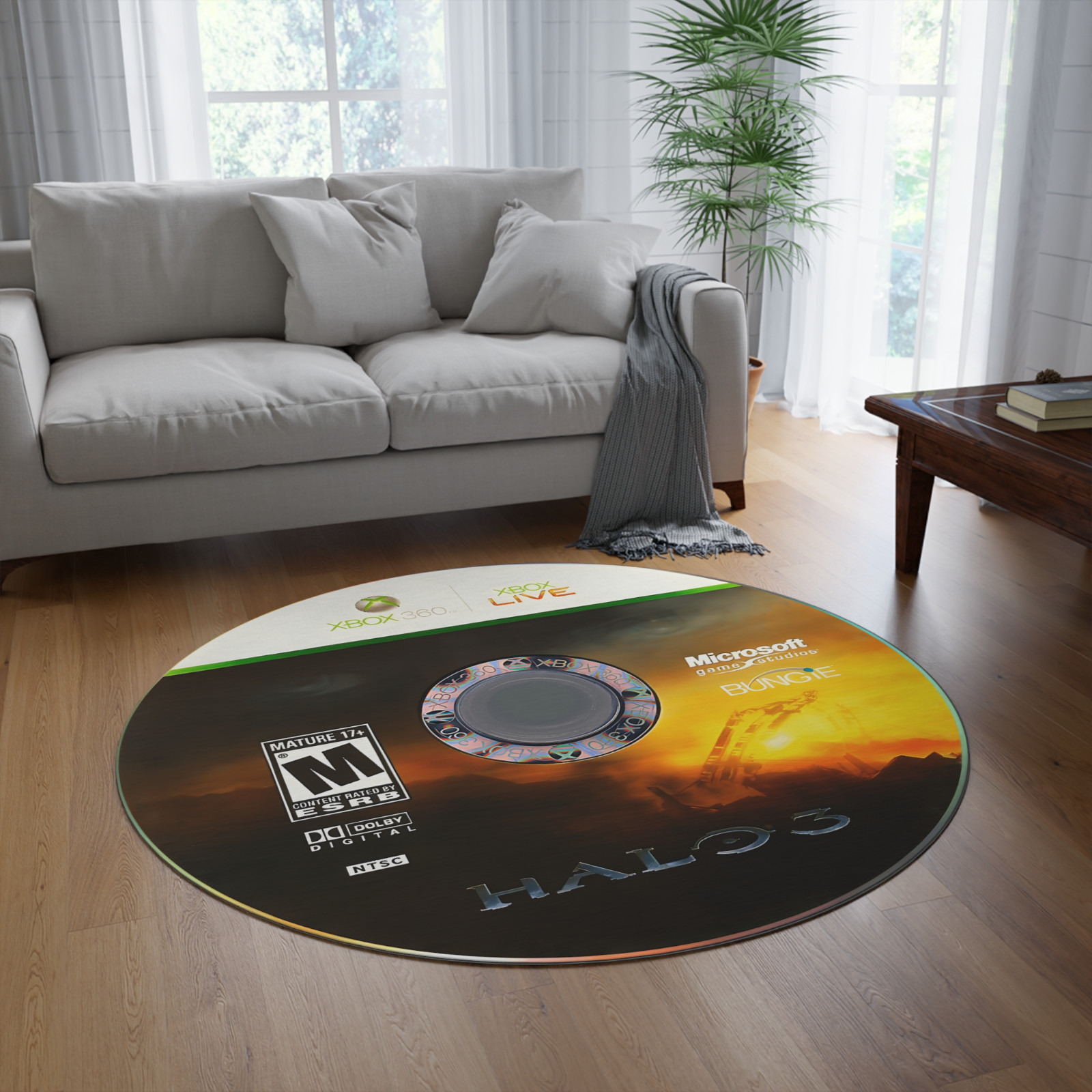 Halo 3 Round Rug Master Chief Retro Gaming Carpet Gamer Decor xbox gift for him
