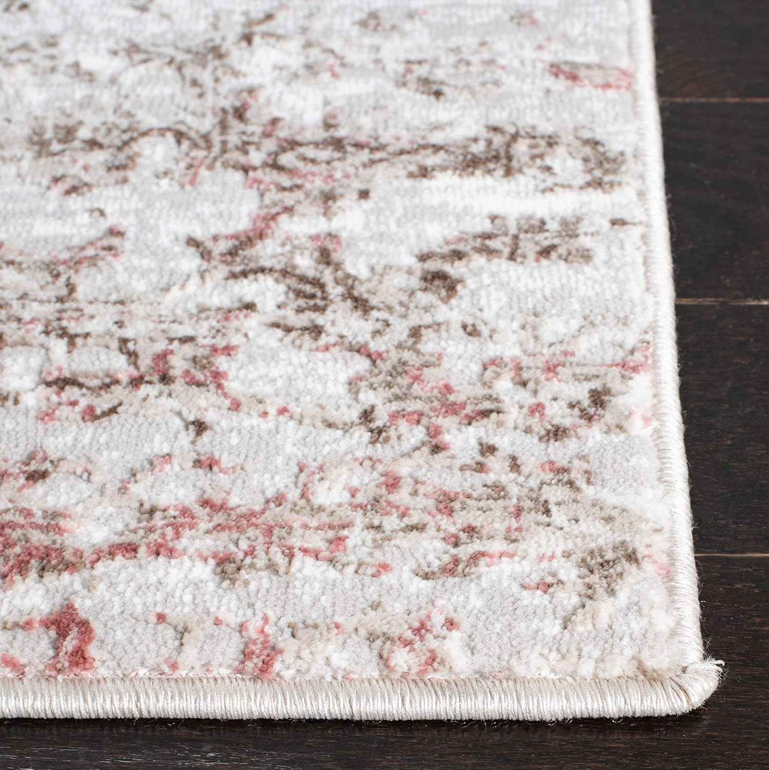 Meadow Collection 8×10 Area Rug – Beige & Pink Modern Abstract Design