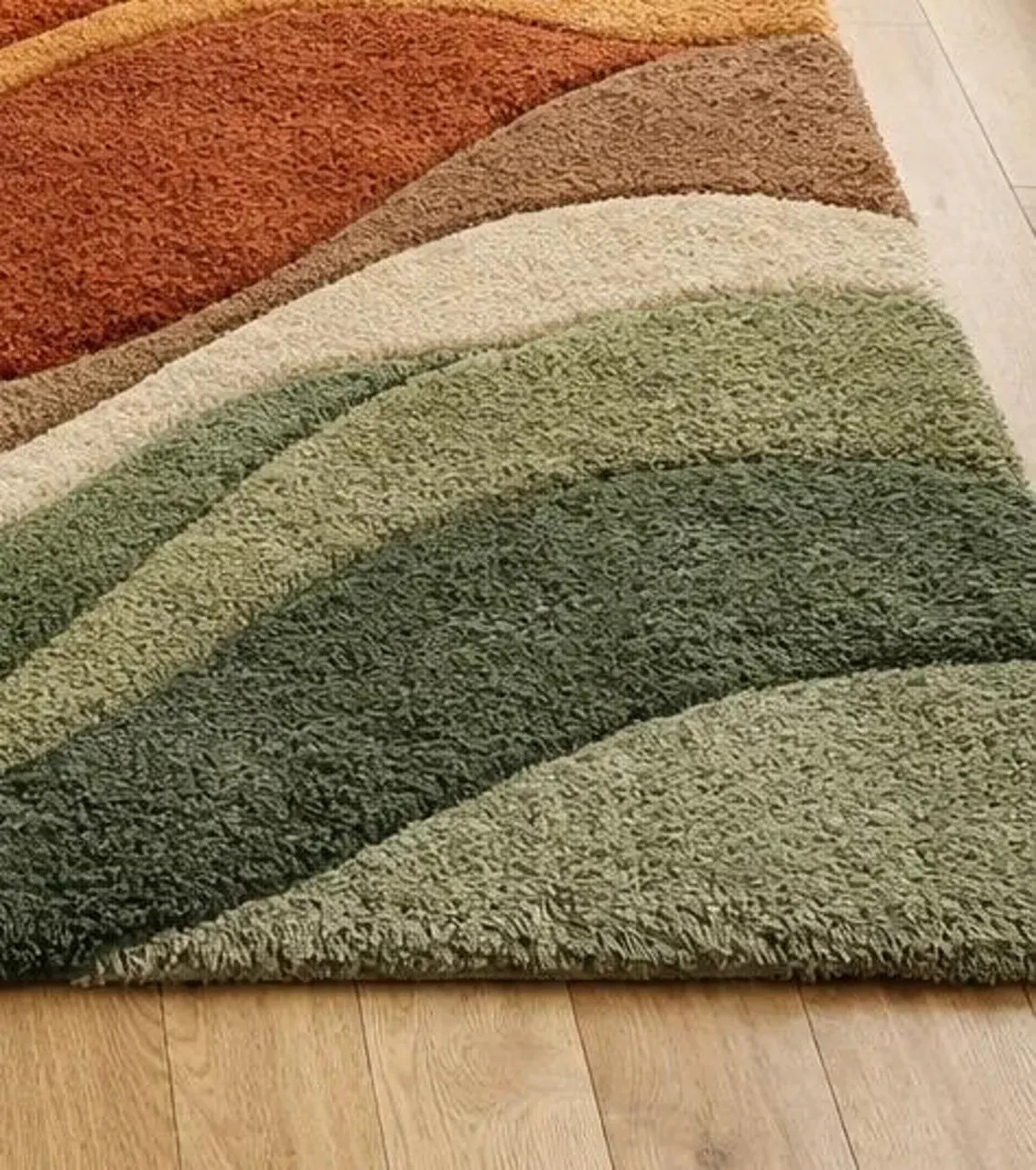 Modern Abstract Area Rug – Hand Tufted High Low Texture Sage Green Area Carpet