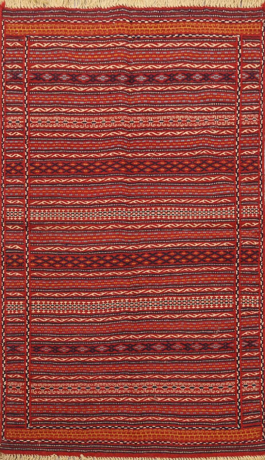 Traditional Tribal Striped Hand-woven Sumak Kilim Area Rug Oriental Carpet 3×5
