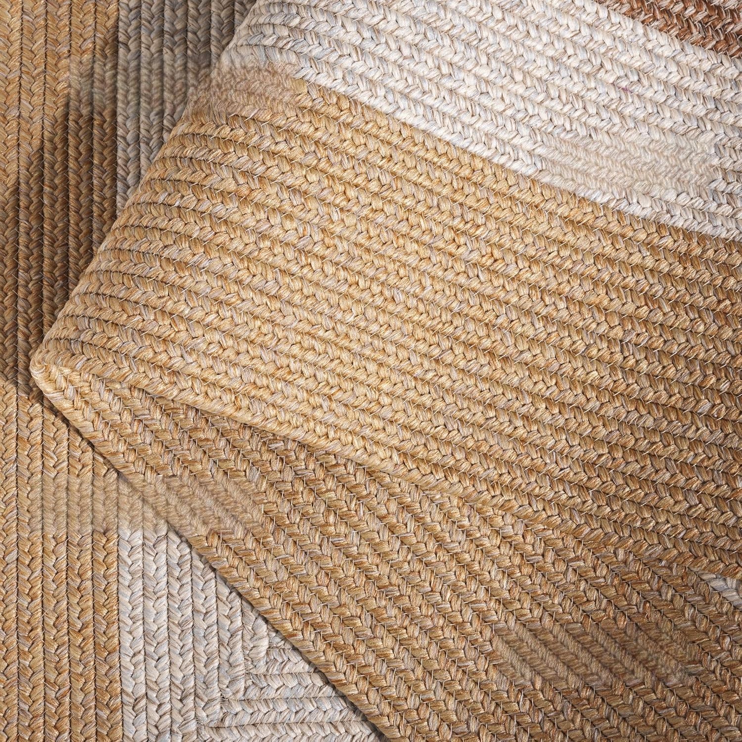 Washable Rug Outdoor Braided Collection – 2′ x 3′, Brown & Light Brown, Handm…