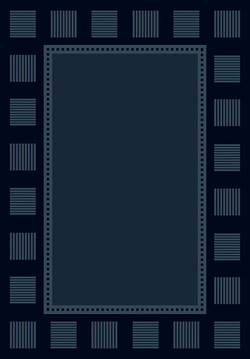 GEOMETRIC blue MODERN squares CARPET 2×8 ART area RUG : Approx 1′ 11″ x 7′ 4″