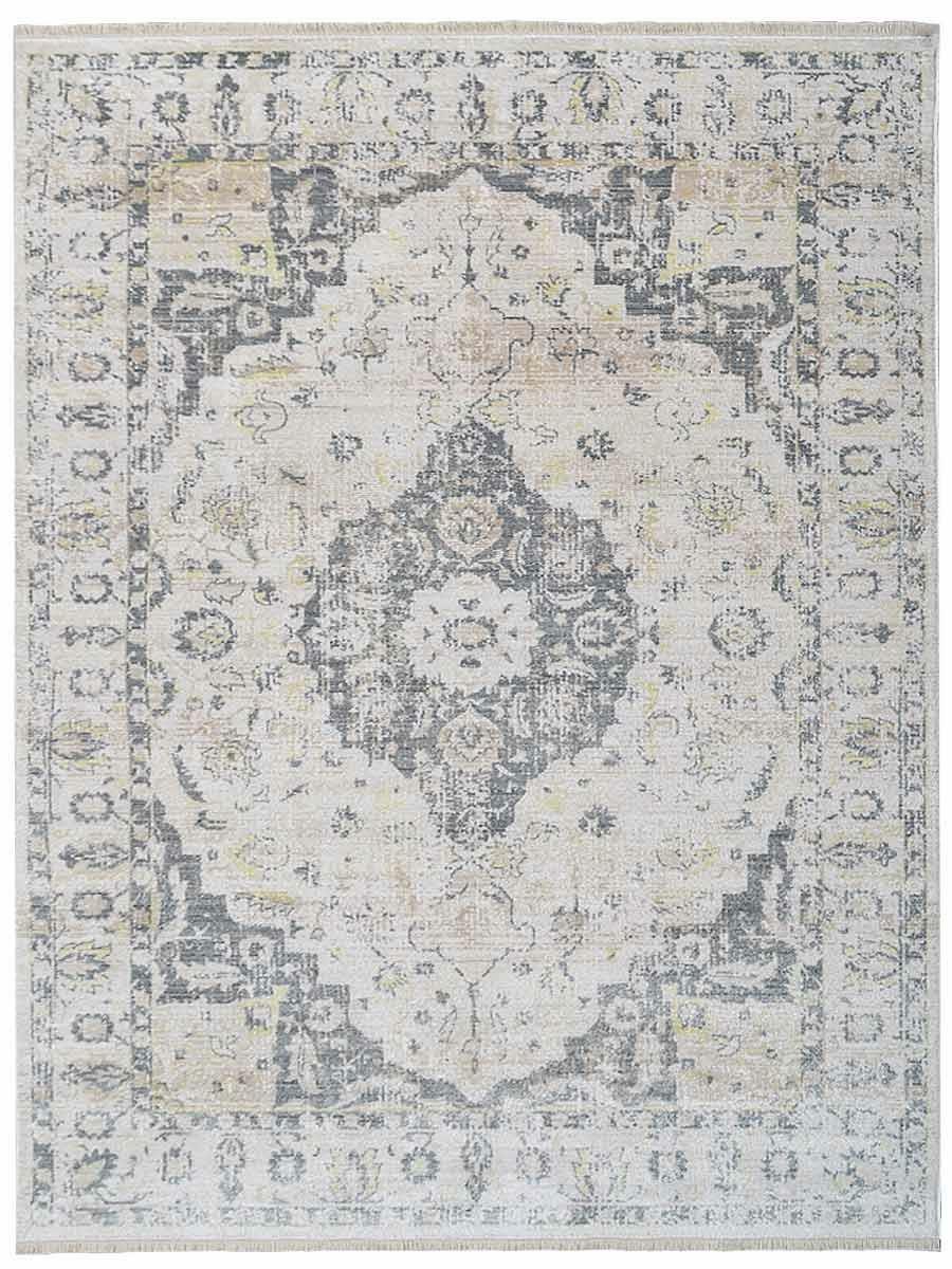 Machine Woven Cross Weave Polyester Area Rug Oriental Cream BBH Homes BBM00076
