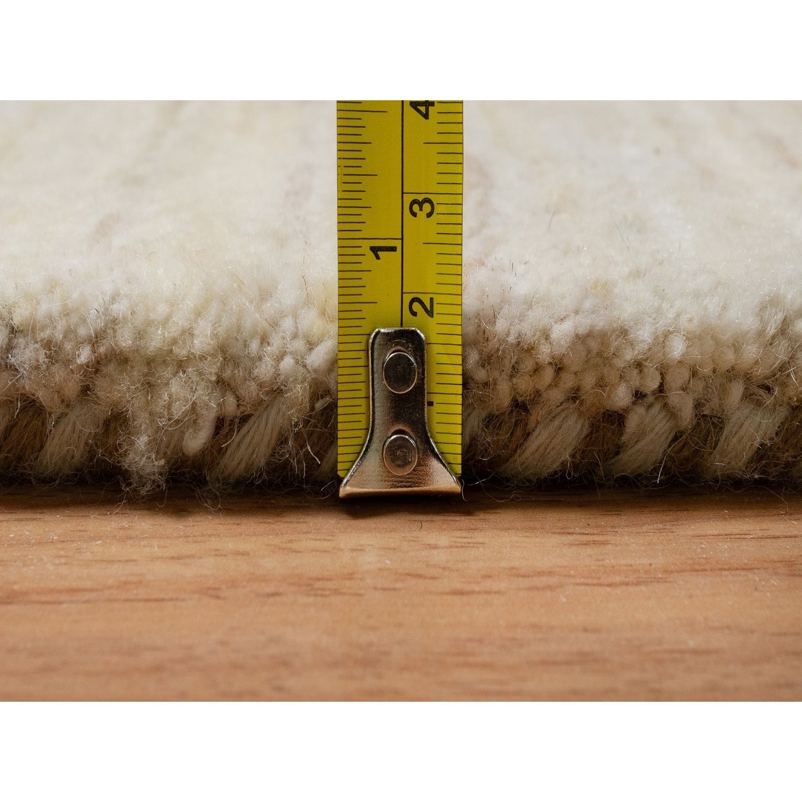 7’9″x7’9″ Bone White Pure Wool Modern Plain Design Hand Knotted Round Rug R91308
