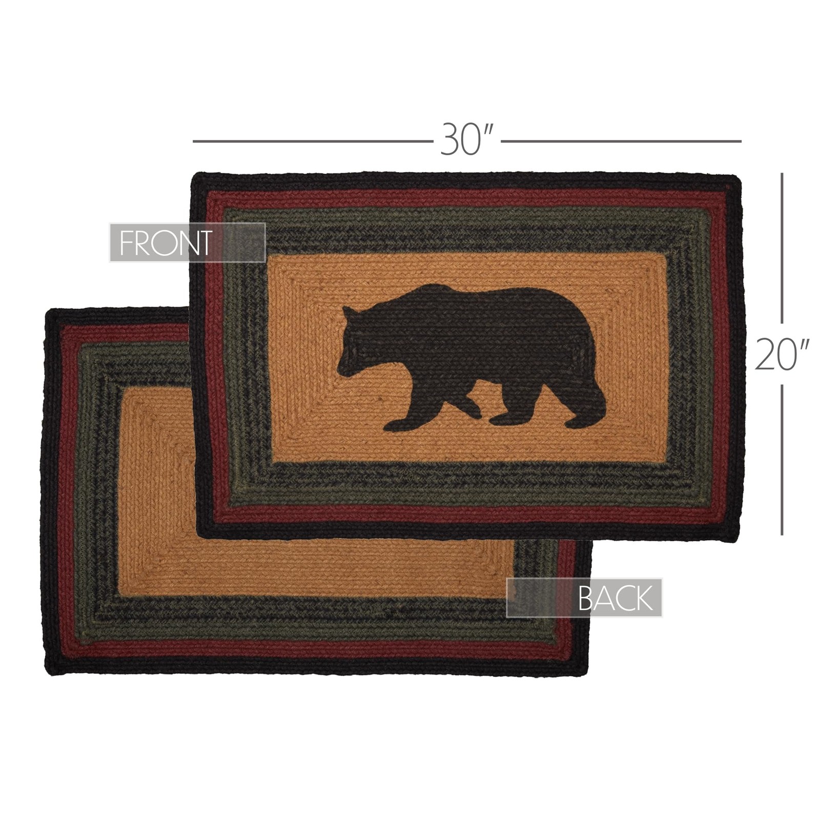 VHC Brands Wyatt Stenciled Bear Jute Rug Rect w/Pad 20×30 20×30,
