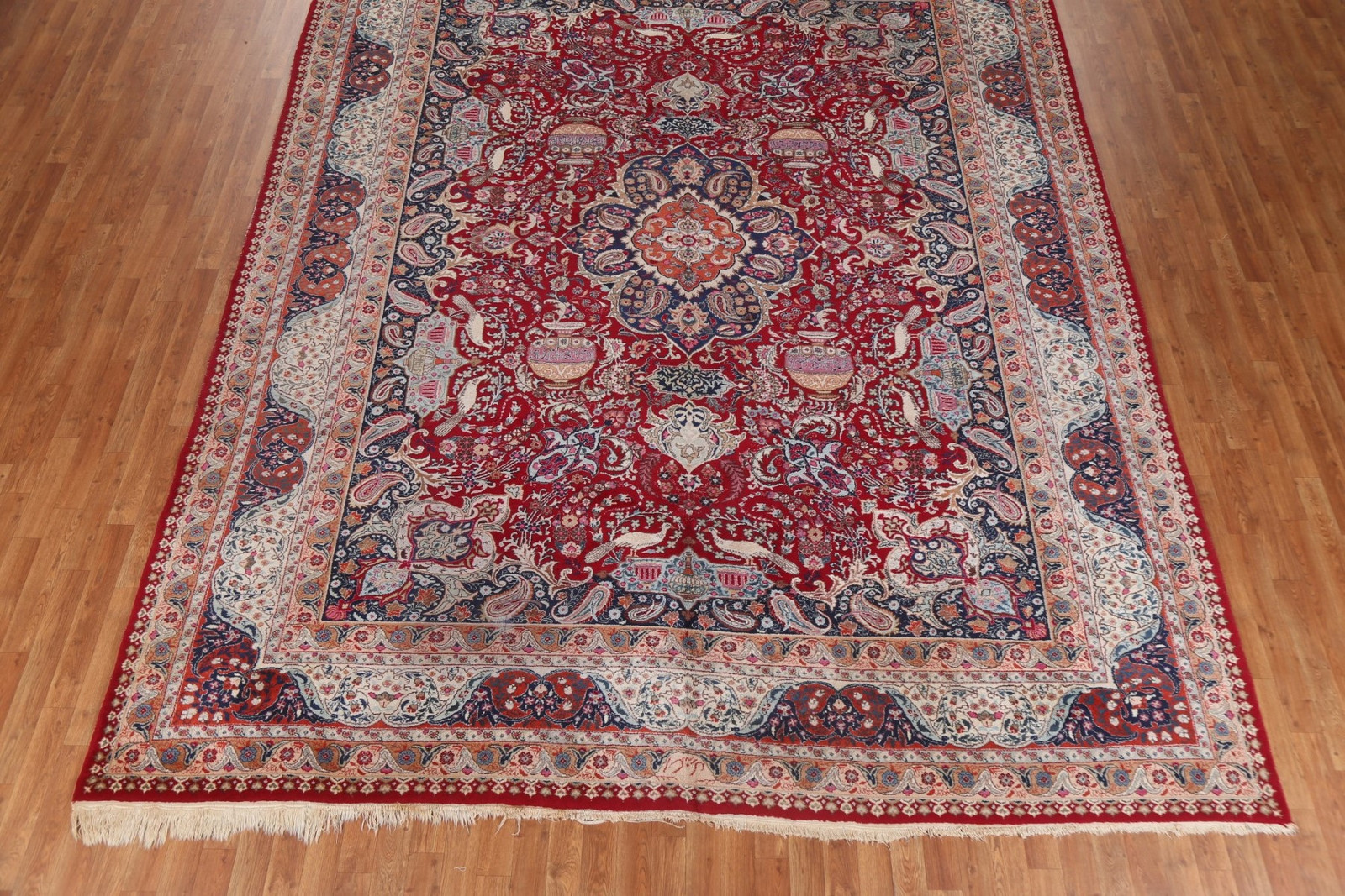 Red/ Ivory Pictorial Traditional Wool Area Rug 10×13 ft Hand-knotted Living Room