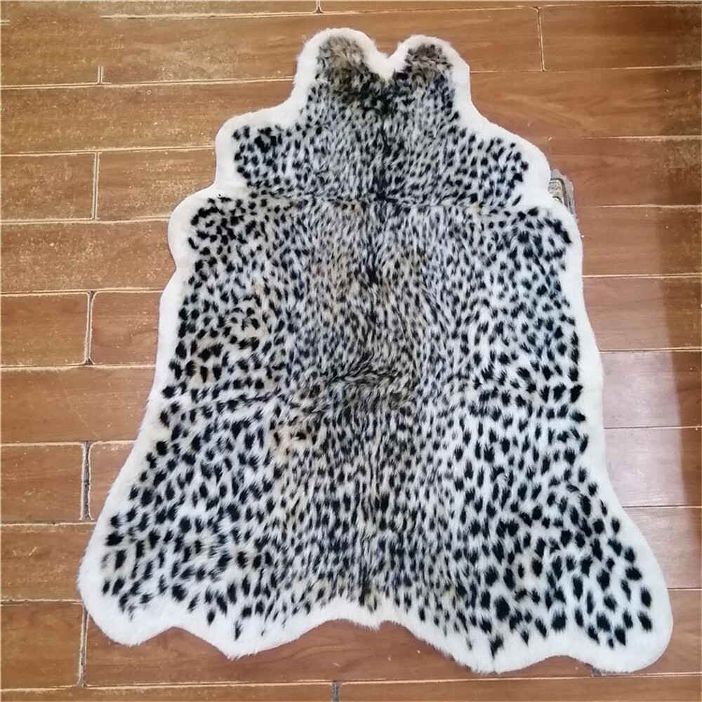 Leopard Printed Faux Fur Rug Soft Chair Pad Bedside Mat Bathroom Carpet 100x95cm