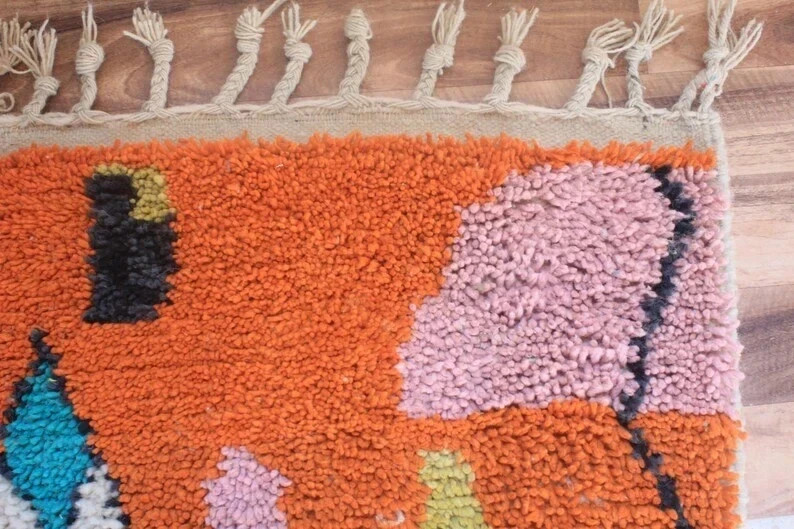 Moroccan Orange rug, Beni ourain Orange rug, wool berber rug