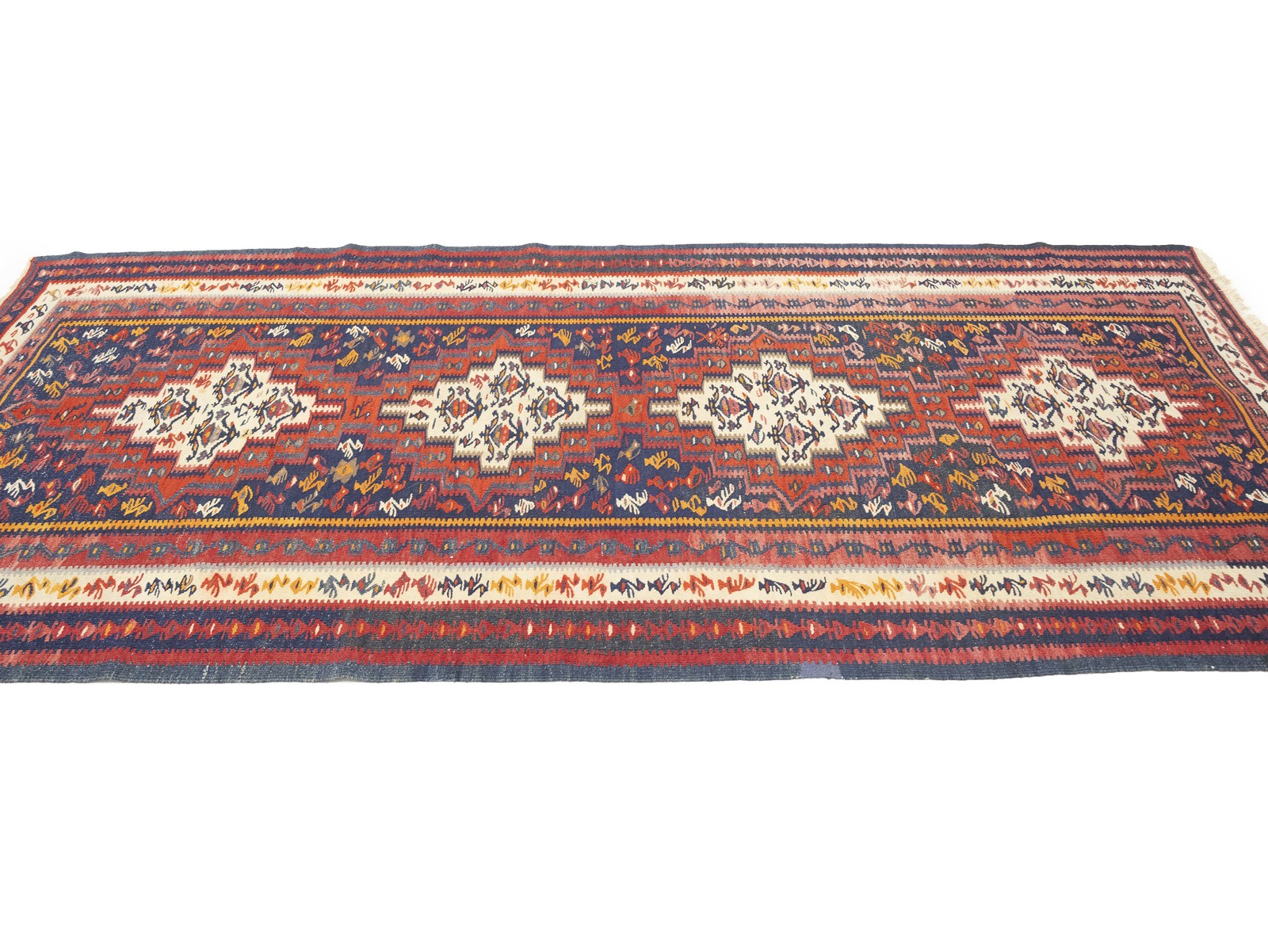 Multicolored Kilim Runner Rug Flat-Weave Tribal Oriental Hallway Carpet 4X9 ft