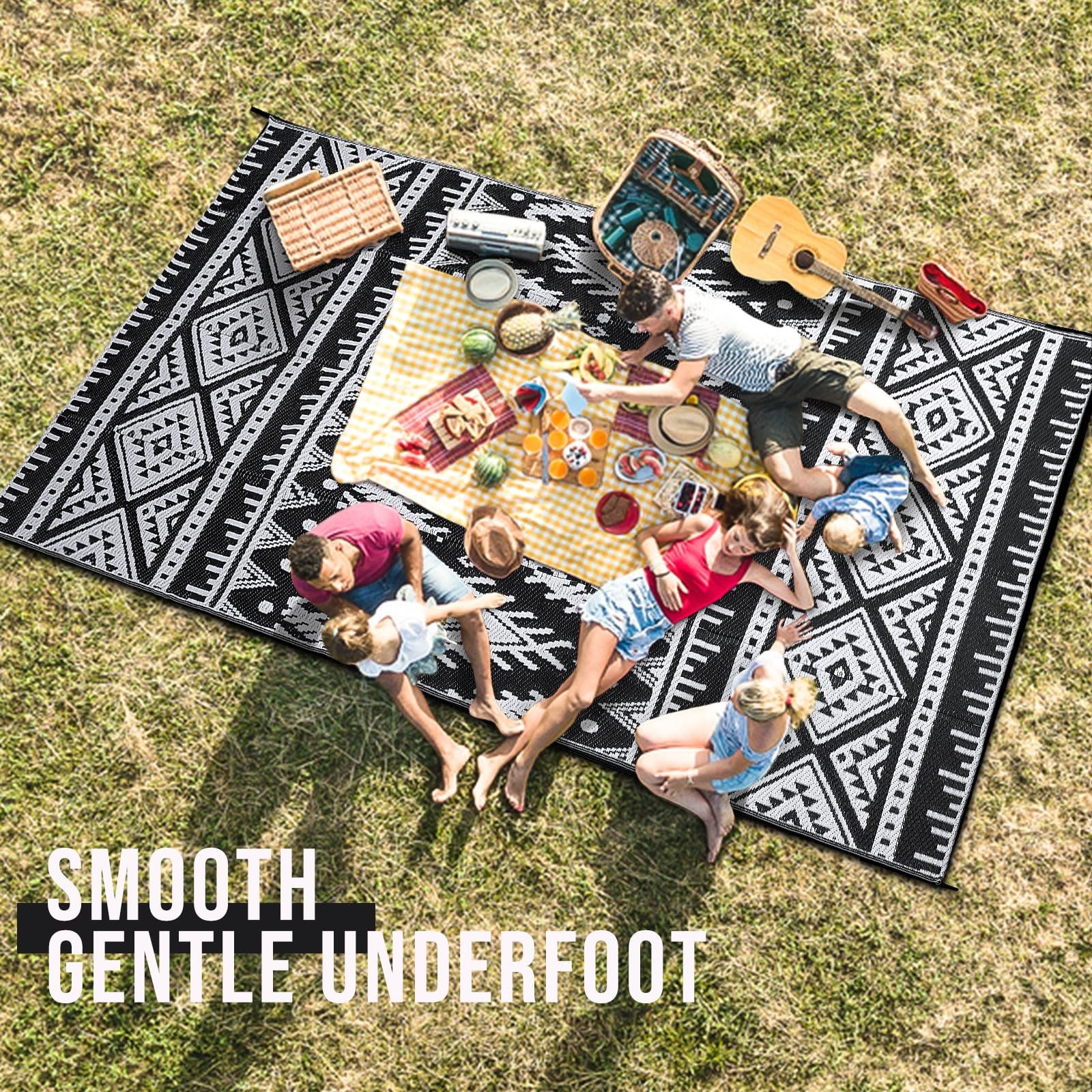 5×8 Feet Reversible Outdoor Rugs Waterproof RV Camping Area Rug Floor Carpet