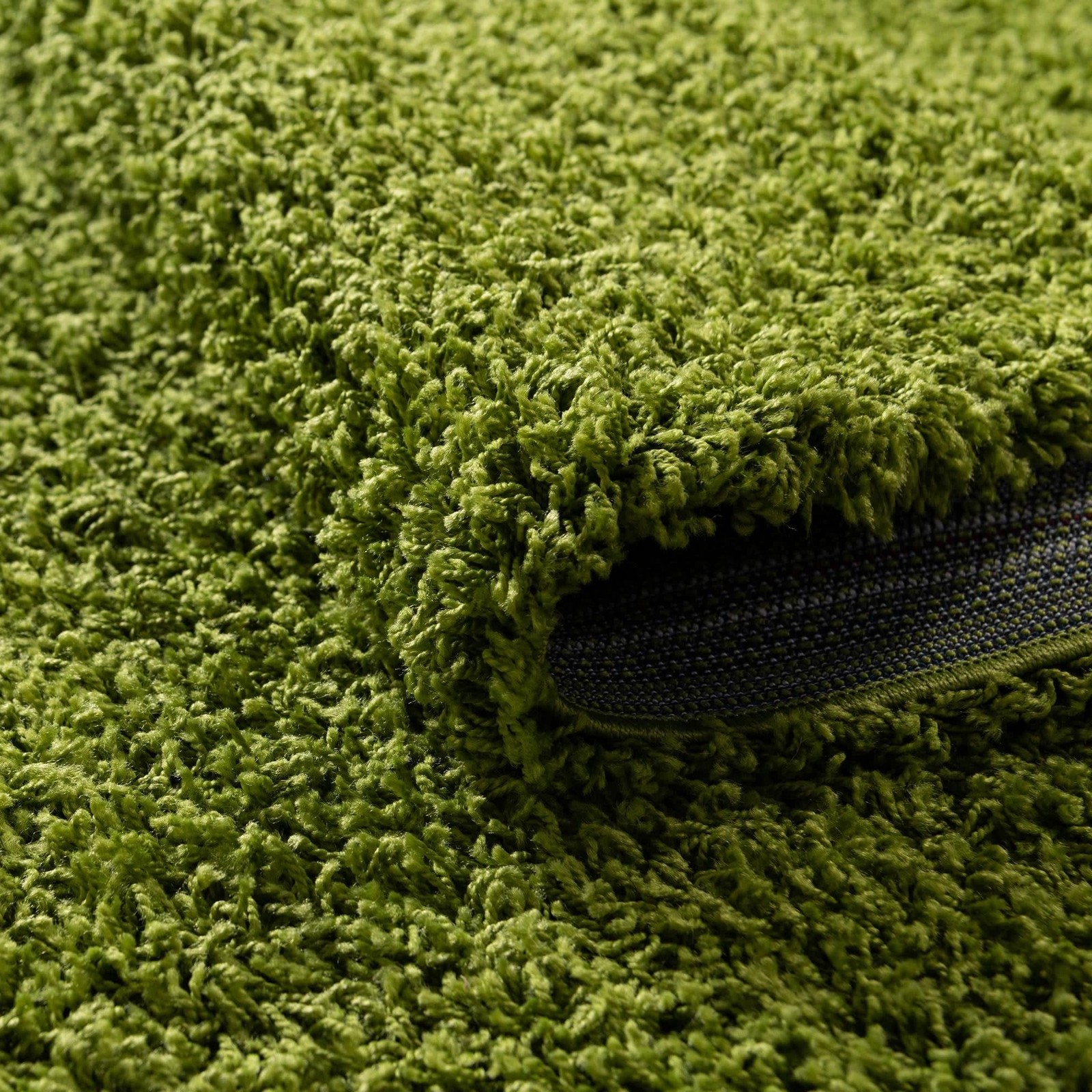Unique Loom Solo Solid Shag Area Rug 6’1″ Round Grass Green