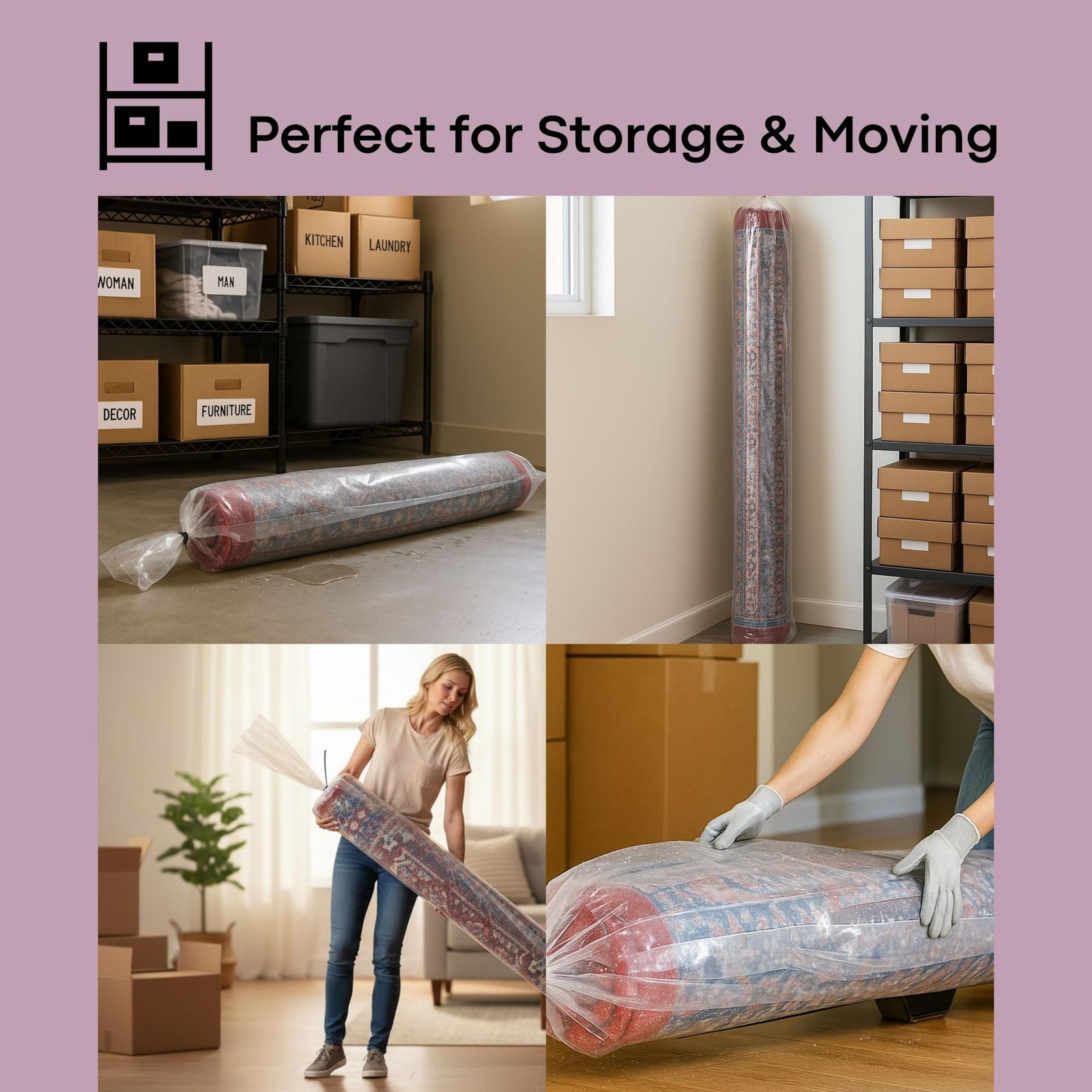 Giant Plastic Rug Storage Bag with Zip Tie, 4.5 Mil Heavy Duty Fits Rug up to…