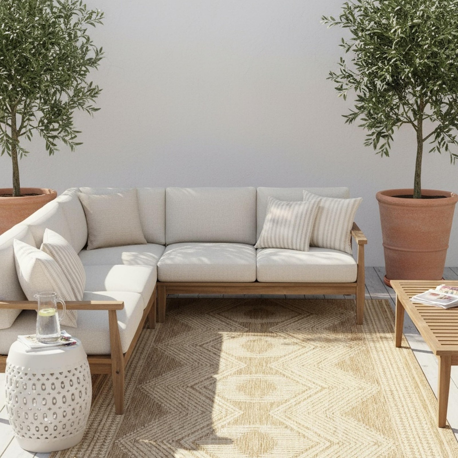 Ranya Tribal Indoor/Outdoor Area Rug, 4×6, Light Brown