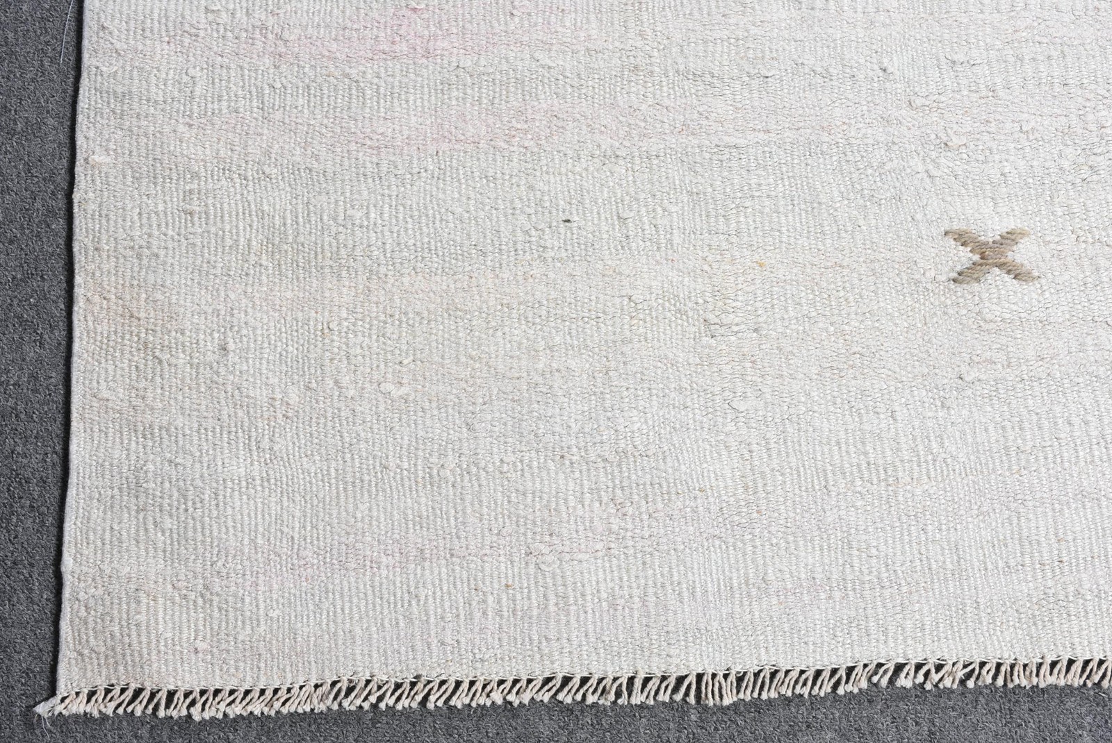 6,5×9,5 ft Turkish Vintage Rug, Large Rug, White Brown Moroccan Wool Rug