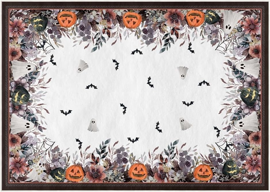 5×7 Feet Floral Halloween Area Rug – Durable Non-Slip & Washable for Home