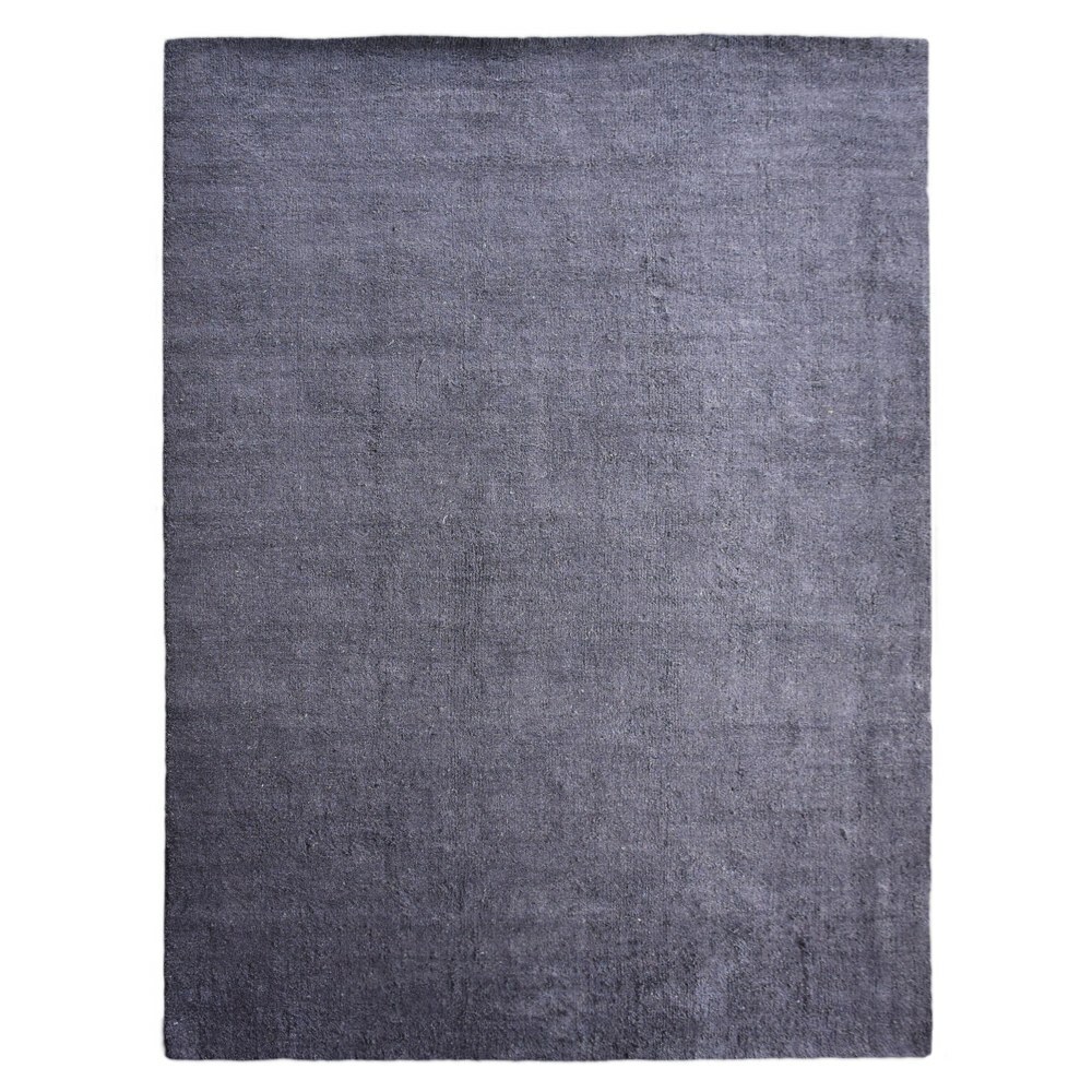 Hand Knotted Loom Silk Mix Area Rug Solid Charcoal BBH Homes BBLSM111