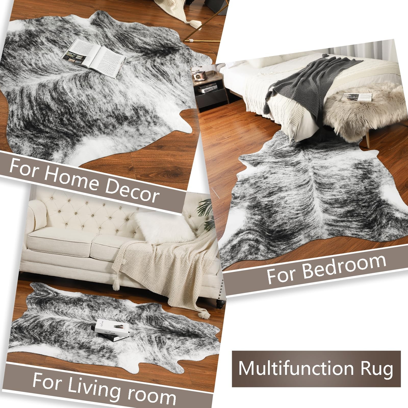 Arogan Western Decor Faux Fur Rug 6 X 7 Feet Premium Animal Skin Cow Hide Rug