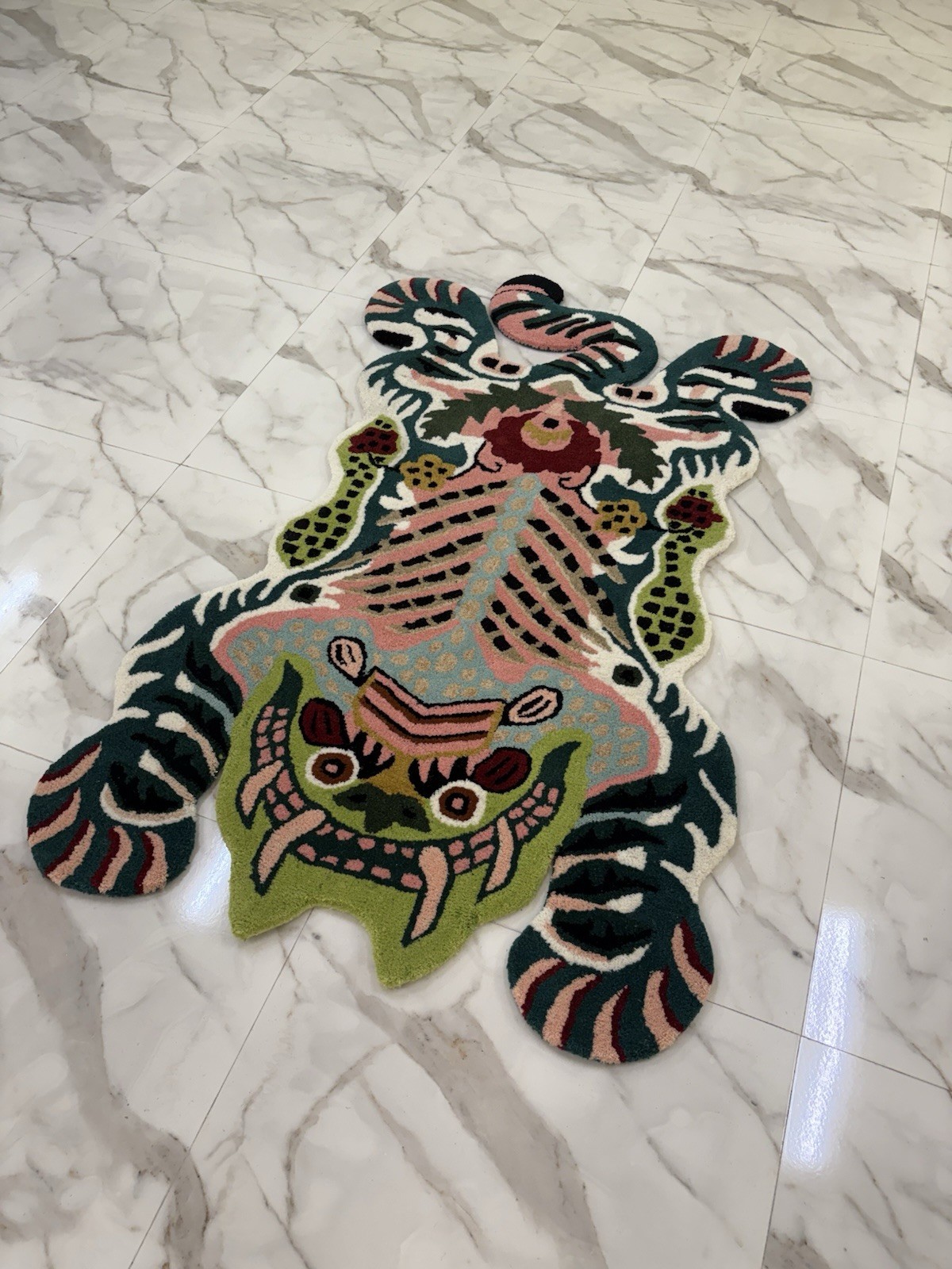 Hand-Tufted Wool Tiger Rug | 3×5 ft Boho Art Carpet