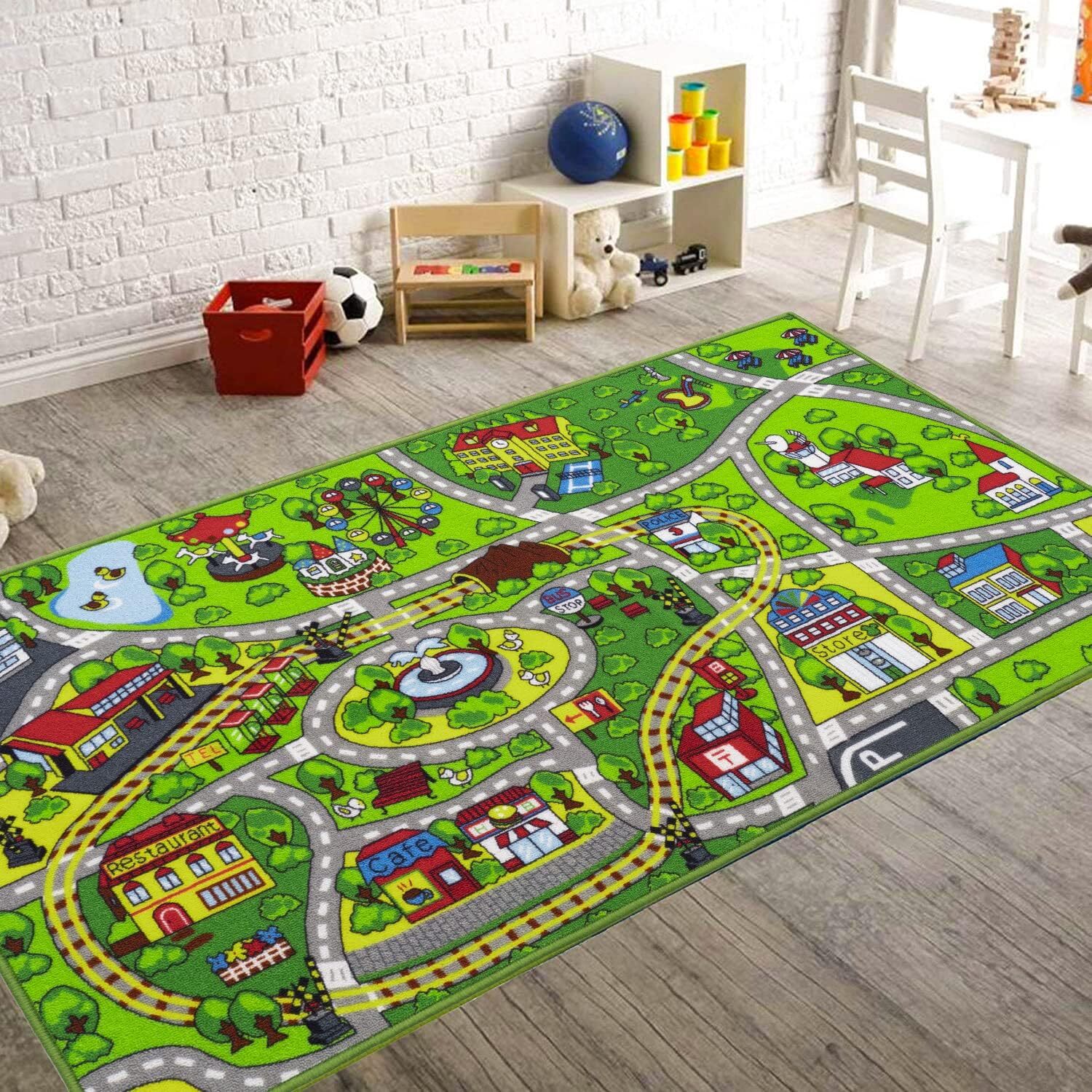Booooom Jackson Car Rugs for KidsTrain and City RugRoad RugNon Slip Car Mat f…