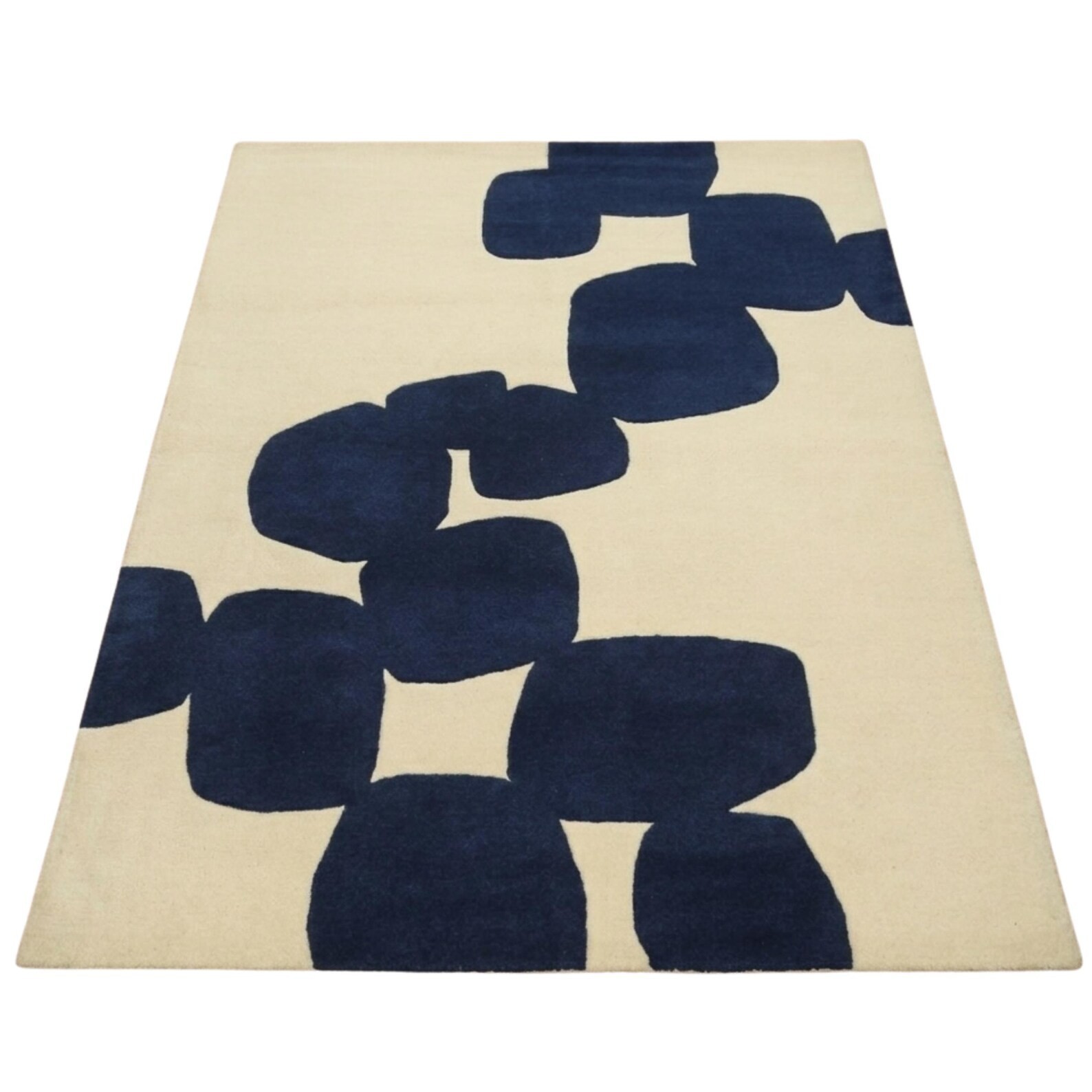 Blue Beige Hand Tufted Area Rug 8×10 Modern living Room Decor Minimalist Bedroom