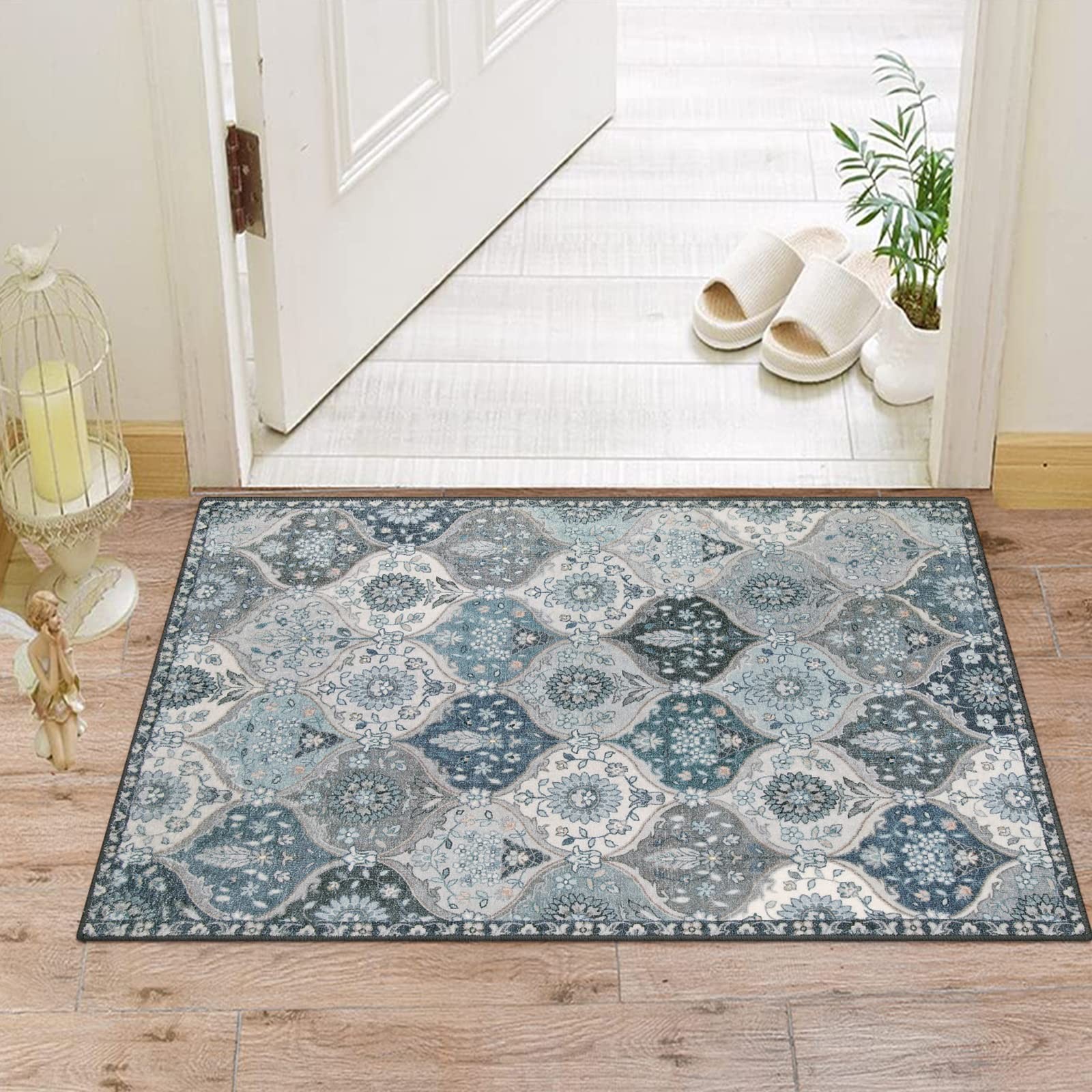 Moroccan Trellis Front Door Mat Indoor Entrance, 2×3 Rugs for Entryway Non-Sl…