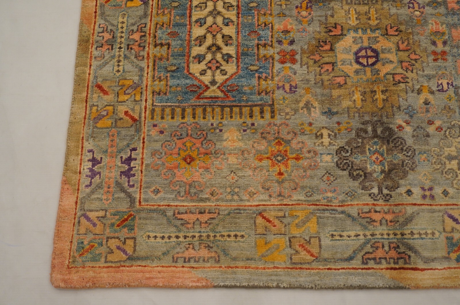 3×5 Blueish Gray Afghan Hand Knotted Bohemian Area Rug