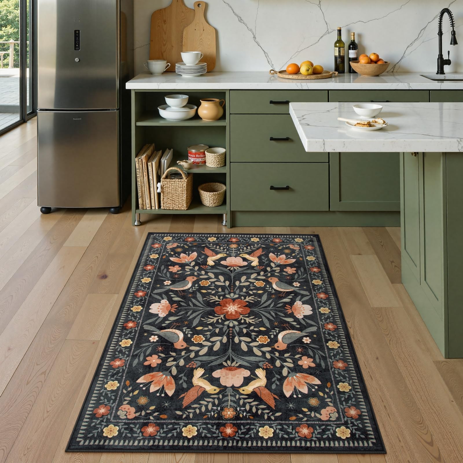 Moynesa 3×5 Entryway Rug Indoor, Modern Transitional Washable Non-Slip Low Pi…