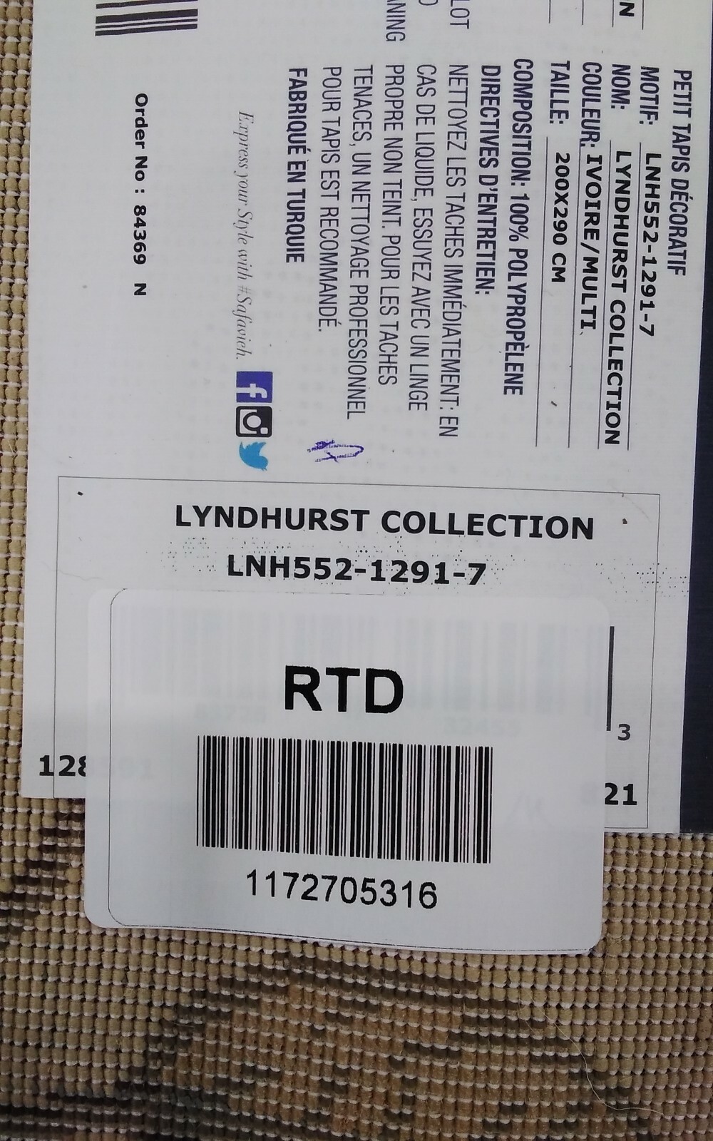 MULTI 6′-7″ X 9′-6″ Back Stain Rug, Reduced Price 1172705316 LNH552-1291-7