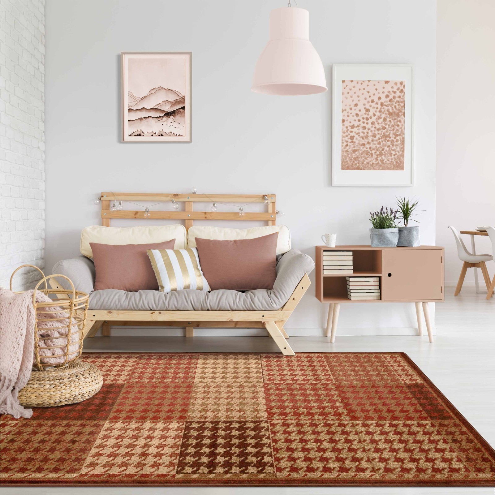 Abstract Checkered Geometric Border Colorfast Power Loomed large Indoor Area Rug