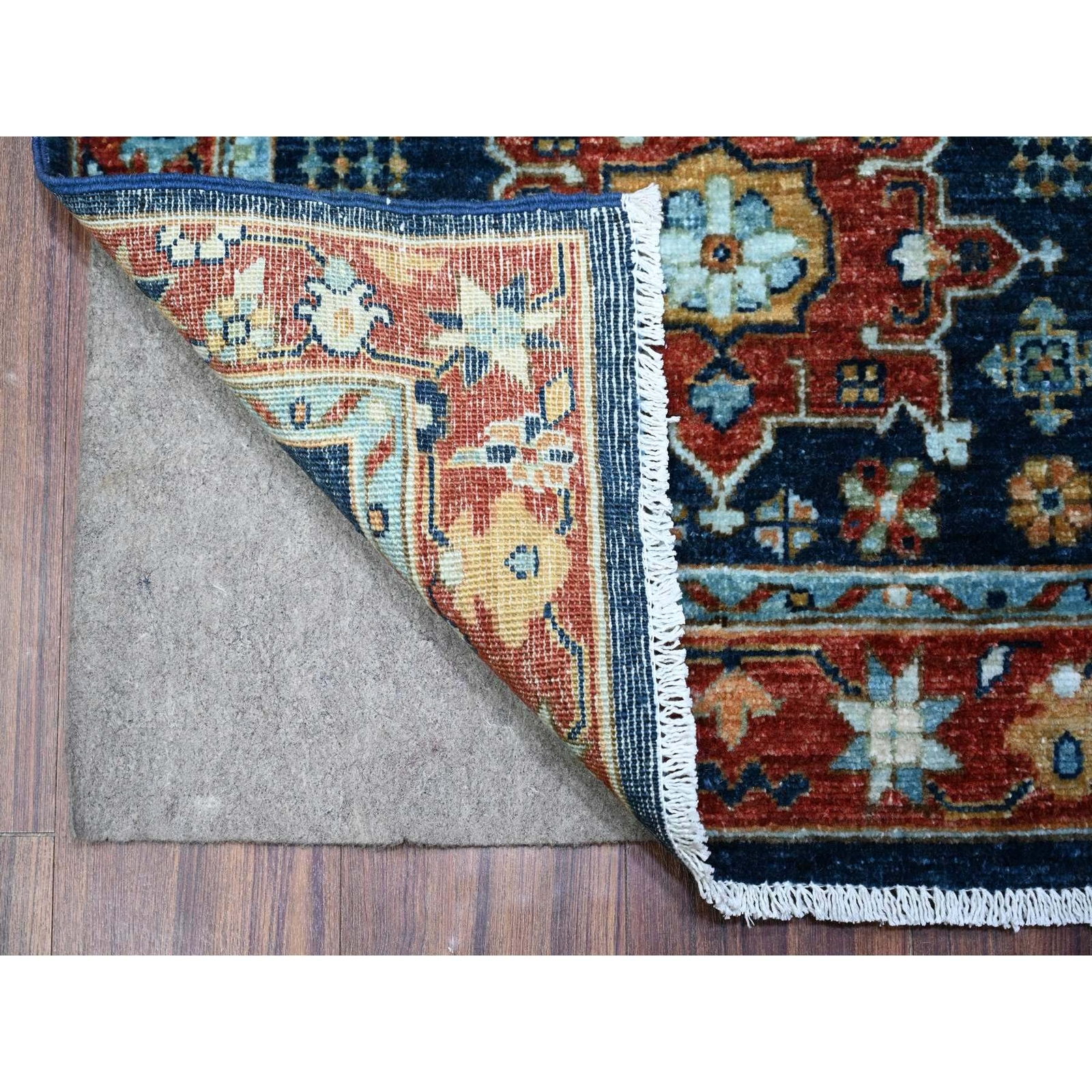 2’6″ x 6’1″ Blue Karajeh Design Pure Wool Fine Aryana Runner Oriental Rug R88625