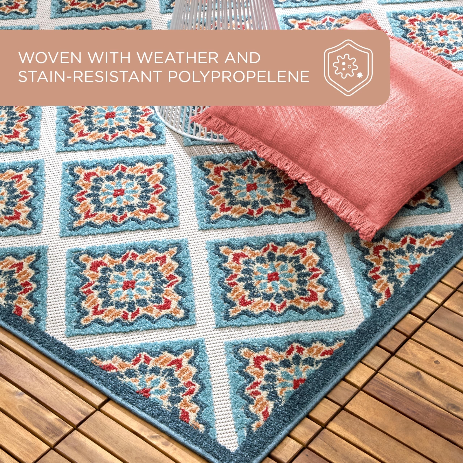 TOWN & COUNTRY EVERYDAY Brooks Retro Geo Indoor Outdoor Area Rug, UV Fade Res…
