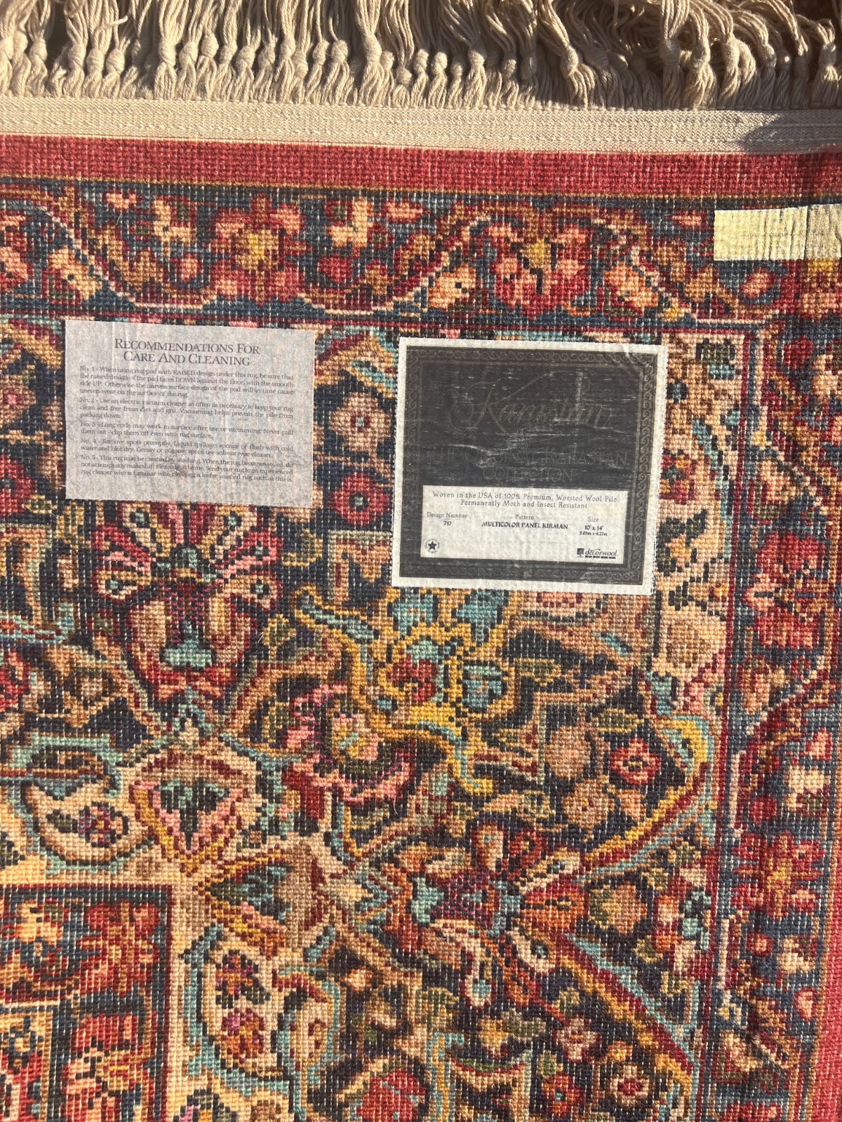 10′ x 14’3″ Karastan Kirman Design Oriental Rug – Full Pile – Made in USA